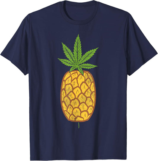 Pineapple Weed Cannabis Funny Marijuana 420 THC Stoner Gift T-Shirt - T-Shirt | Navy