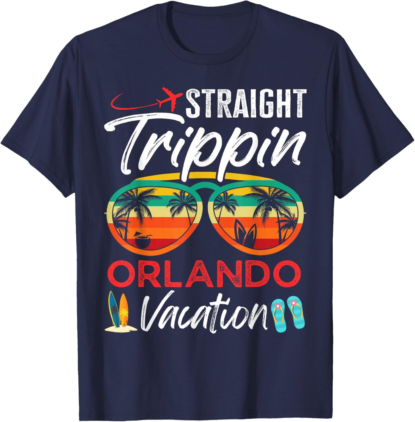 Straight Trippin Orlando Couples Family Vacation Group Trip T-Shirt - T-Shirt | Navy