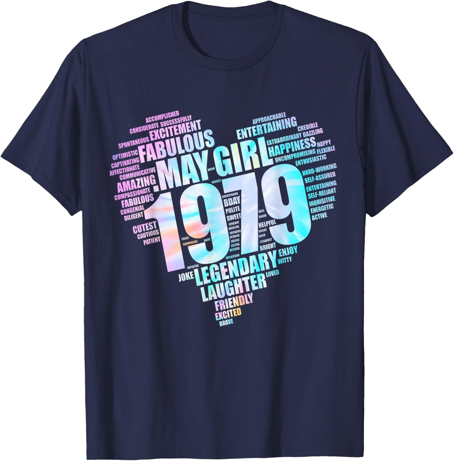 MAY GIRL 1979 Awesome Fabulous Heart 47th Birthday Mom Pink T-Shirt - T-Shirt | Navy