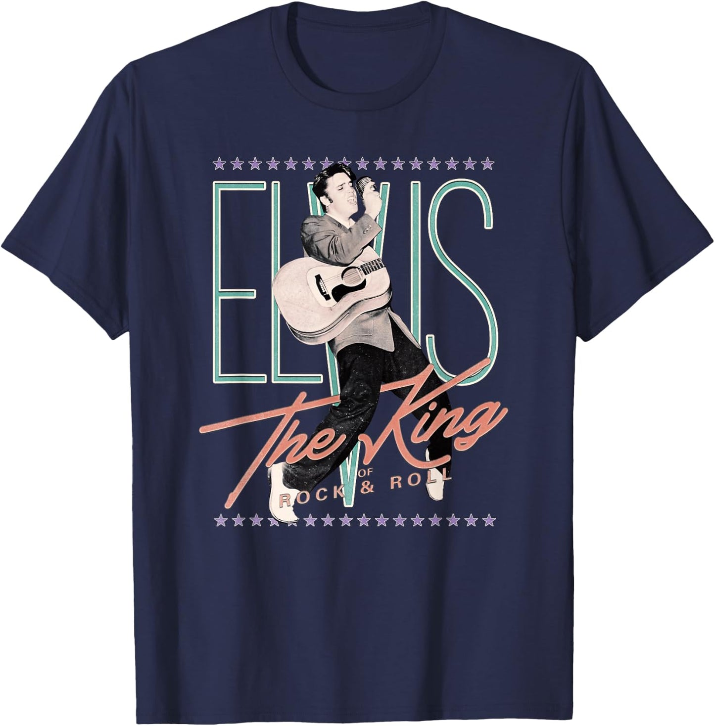 Elvis Presley Vintage - Classic Fit, , Short Sleeve, Black T-Shirt - T-Shirt | Navy