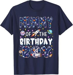 Mummy of The Birthday Boy Astronaut Family Space Planets T-Shirt - T-Shirt | Navy