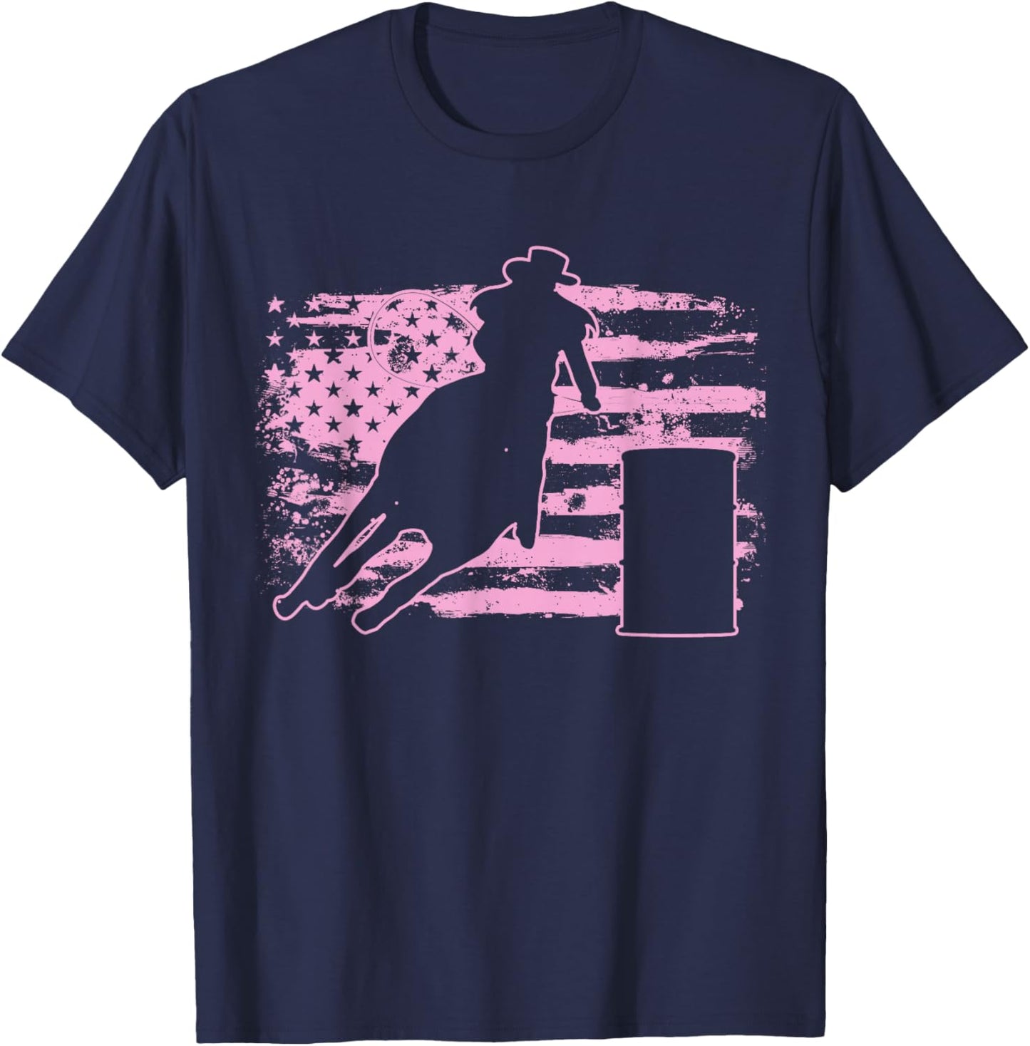 Barrel Racing USA American Flag Gift Barrel Racers T-Shirt - T-Shirt | Navy