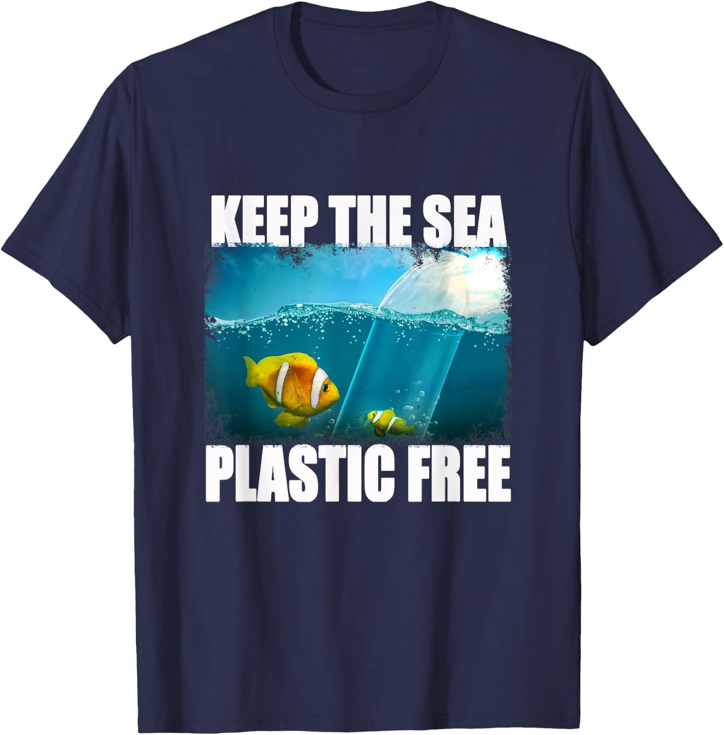 Water Pollution with Plastic Waste T-Shirt - T-Shirt | Navy