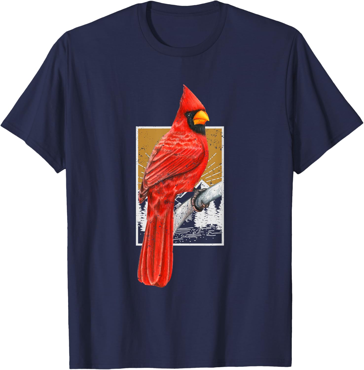 Red Cardinal Bird Watcher Bird Watching Vintage Nature Bird T-Shirt - T-Shirt | Navy