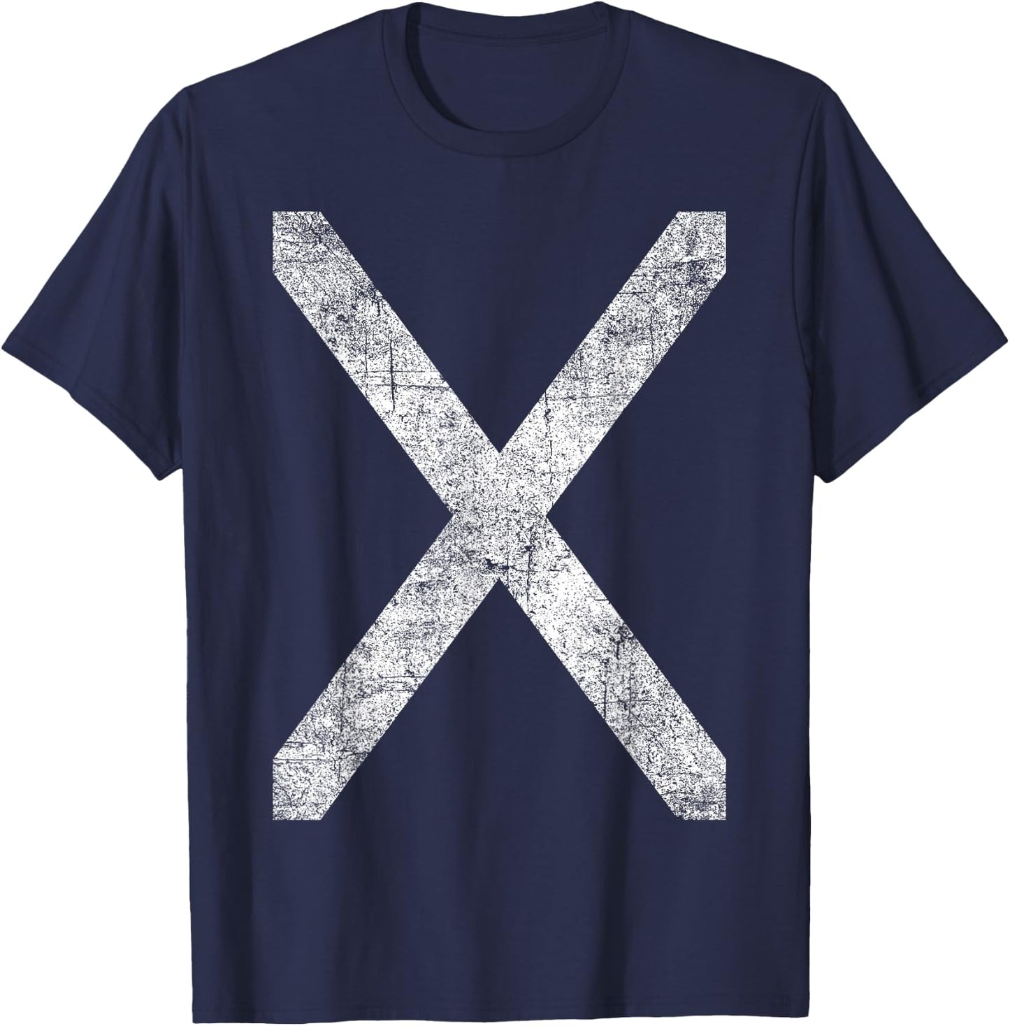 Scotland Flag Scottish Saltire Distressed St Andrew's Cross T-Shirt - T-Shirt | Navy