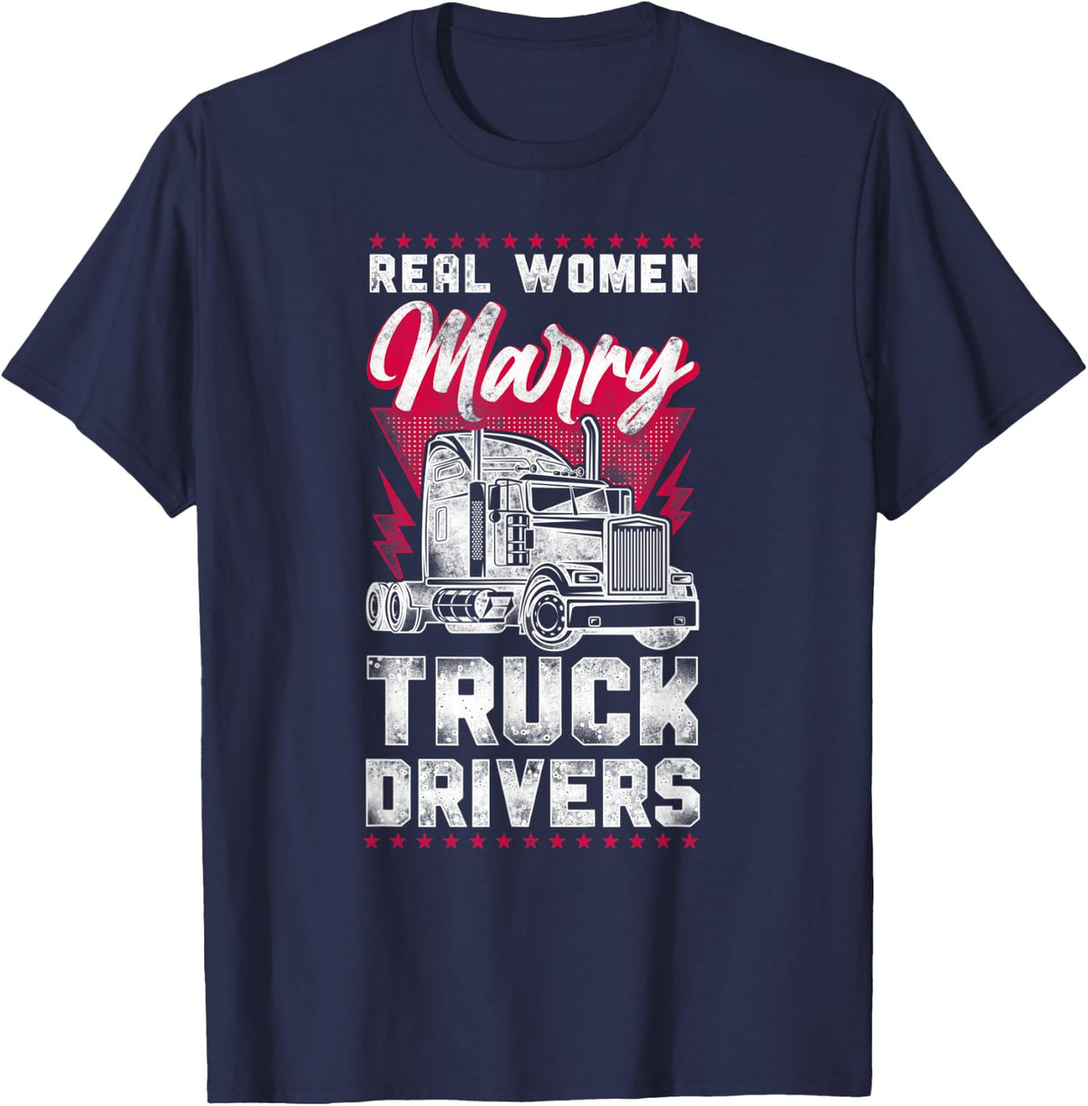 Trucker Truck Driver Wife Girlfriend Vintage Real Women T-Shirt - T-Shirt | Navy