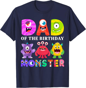 Dad Little Monster Kids 1st Birthday Party Family Monster T-Shirt - T-Shirt | Navy