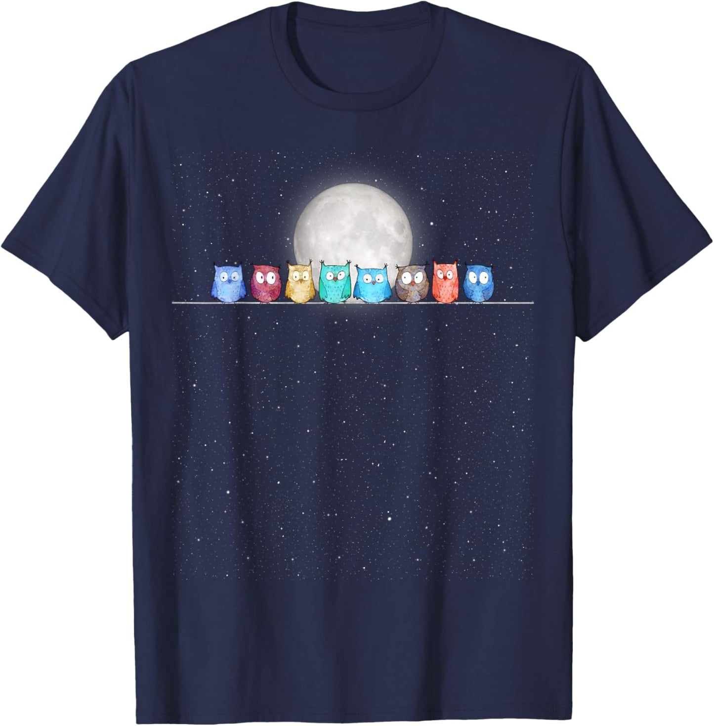 Starry Night Owls T-Shirt - T-Shirt | Navy