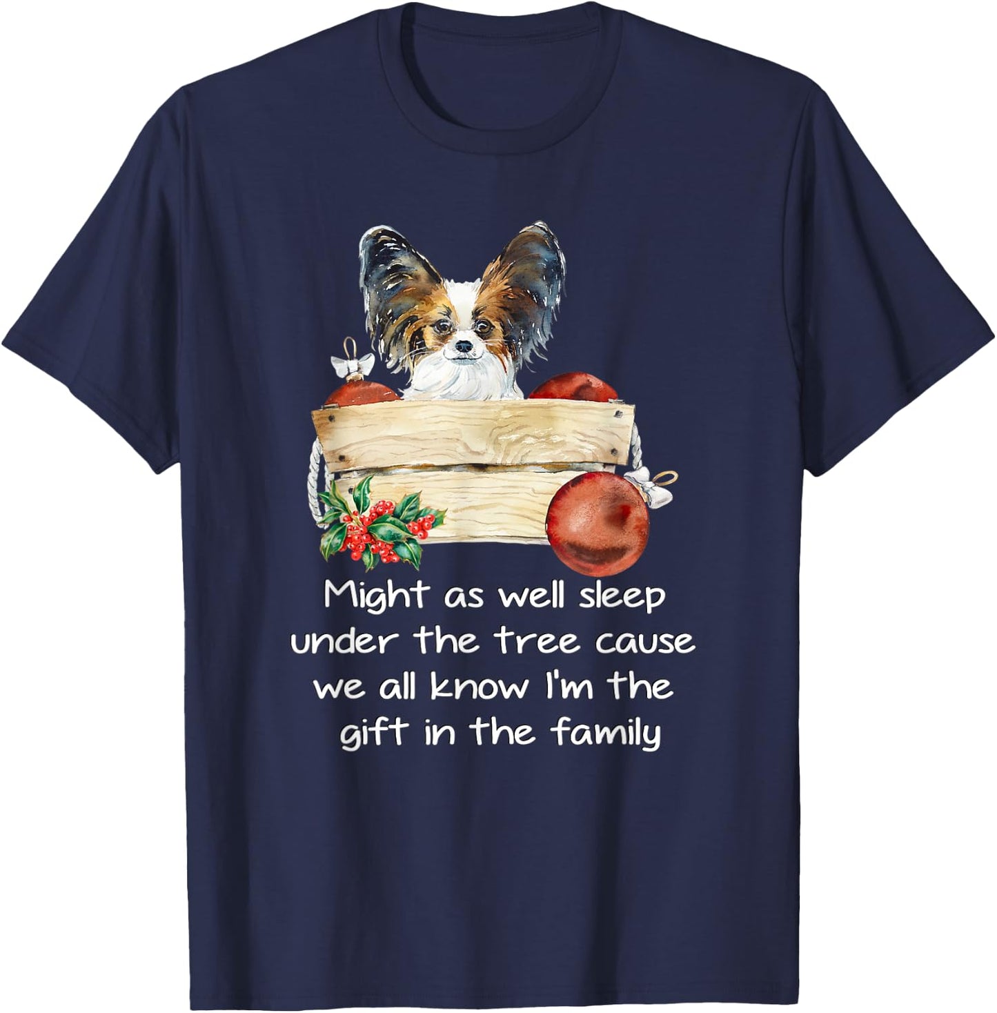 Favorite Family Papillon Puppy Funny Christmas Humor Quote T-Shirt - T-Shirt | Navy