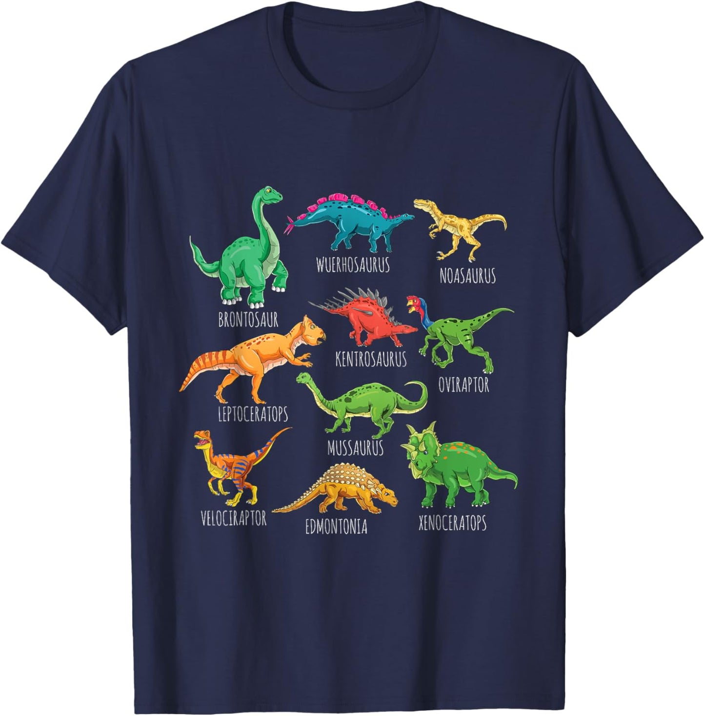 Types Of Dinosaurs Graphics Dino Identification T-Shirt - T-Shirt | Navy