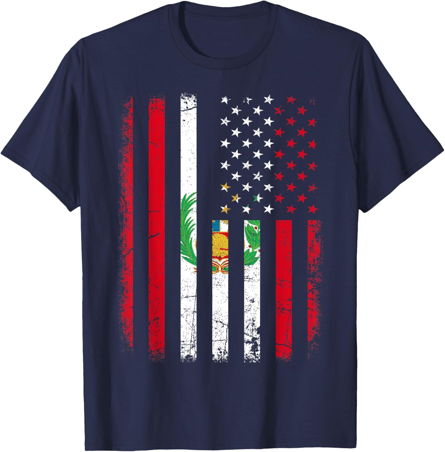 Peruvian American Flag Peruvian Roots Peru America Small T-Shirt - T-Shirt | Navy