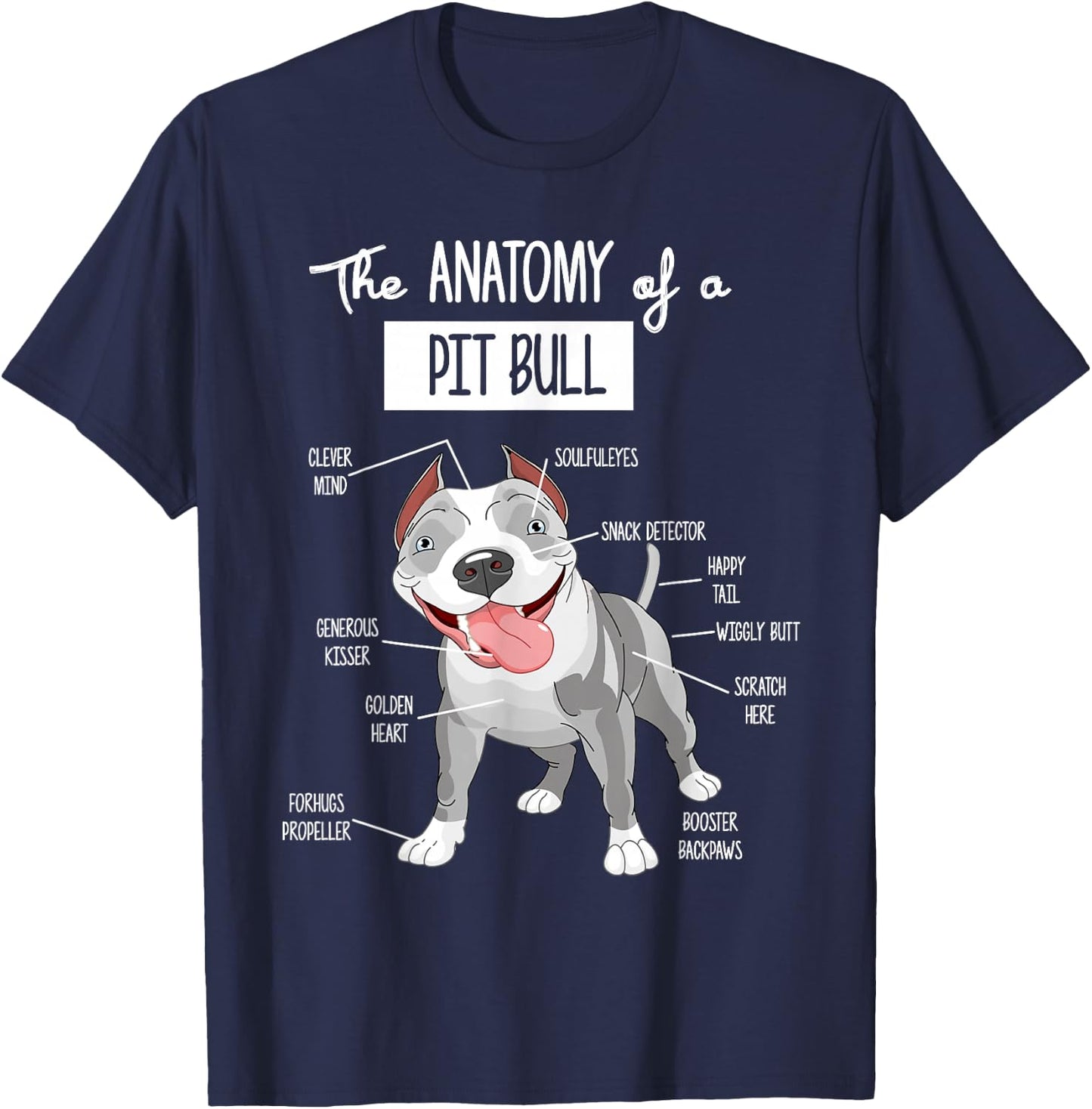 Anatomy Of A Pitbull Dog Lover T-Shirt - T-Shirt | Navy