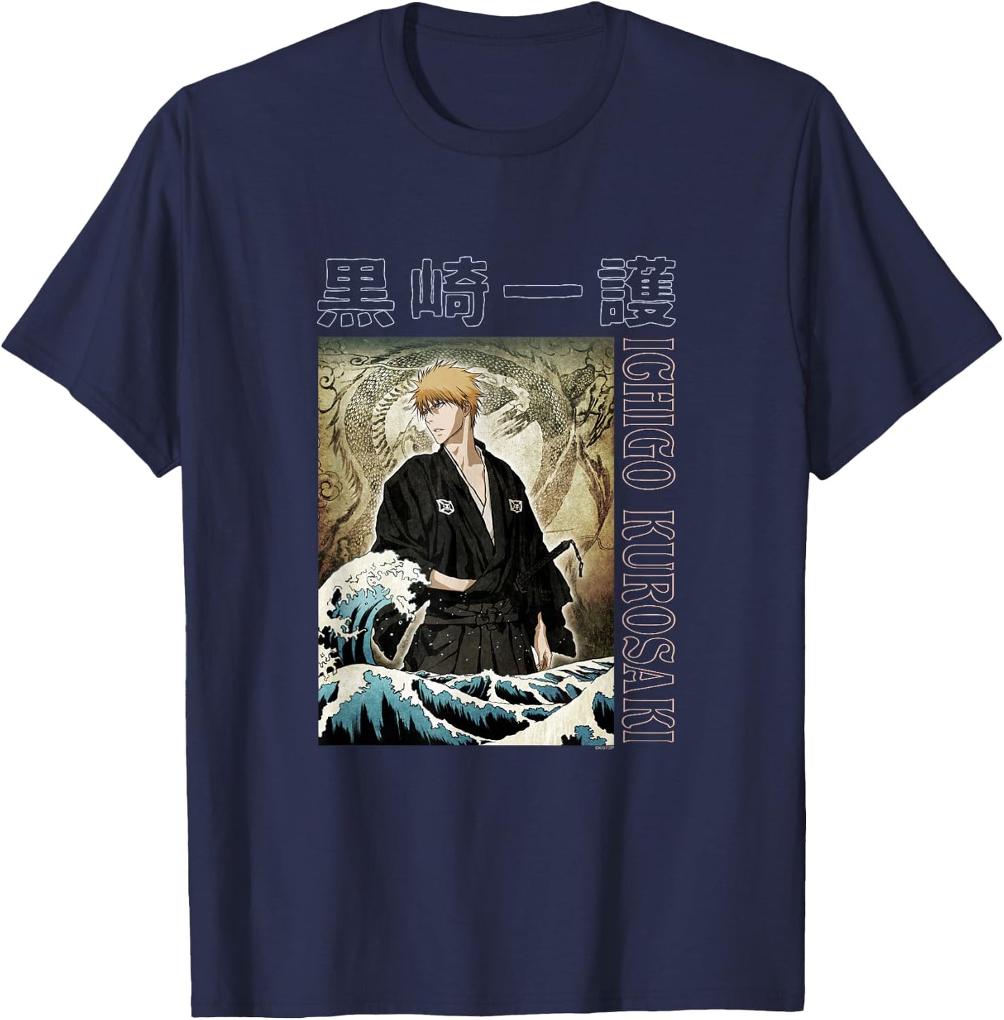 Bleach Ichigo with Waves Anime T-Shirt - T-Shirt | Navy