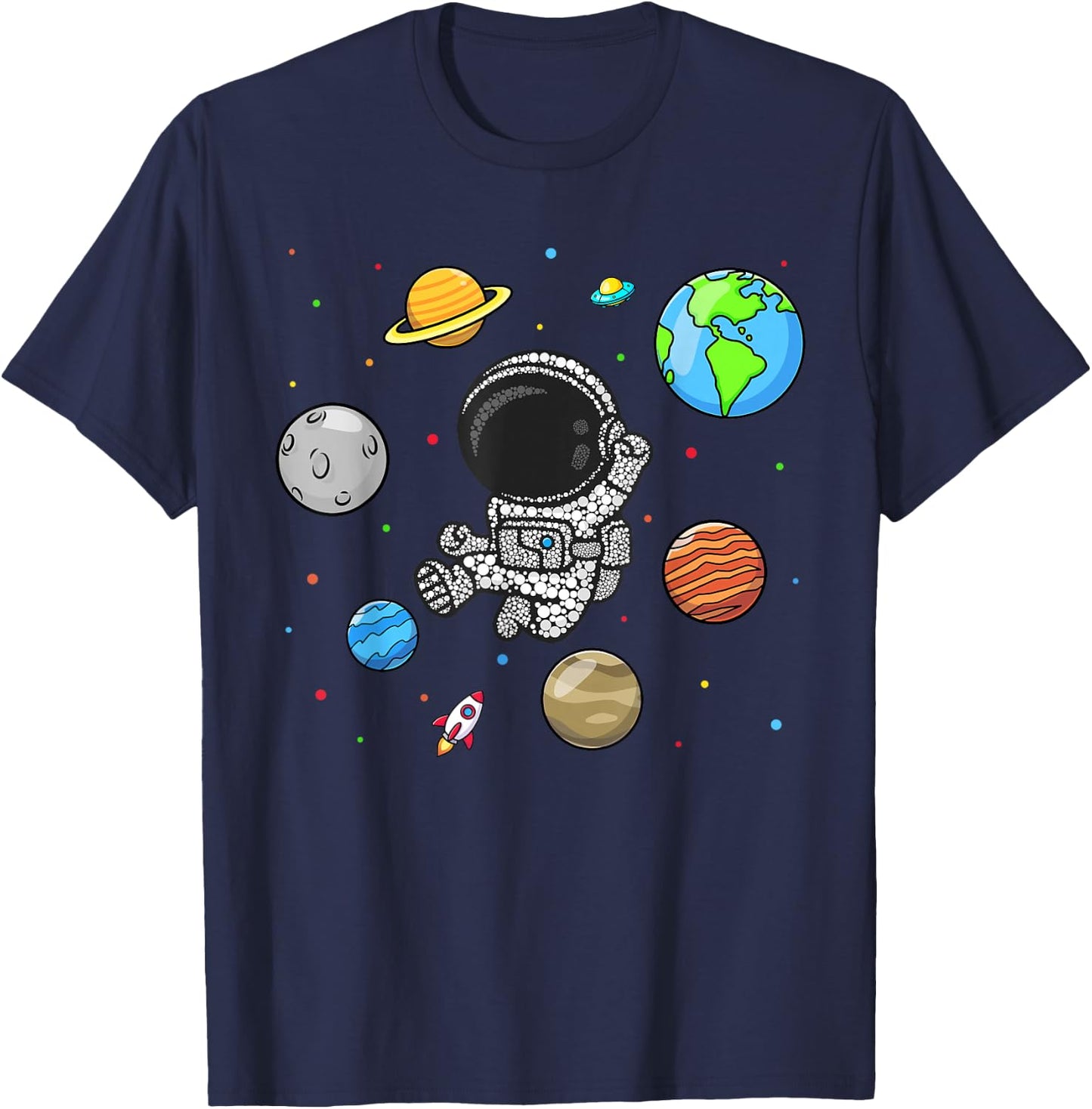 Dot Day Shirts Kids Boys Toldders Astronaut Space Planets T-Shirt - T-Shirt | Navy