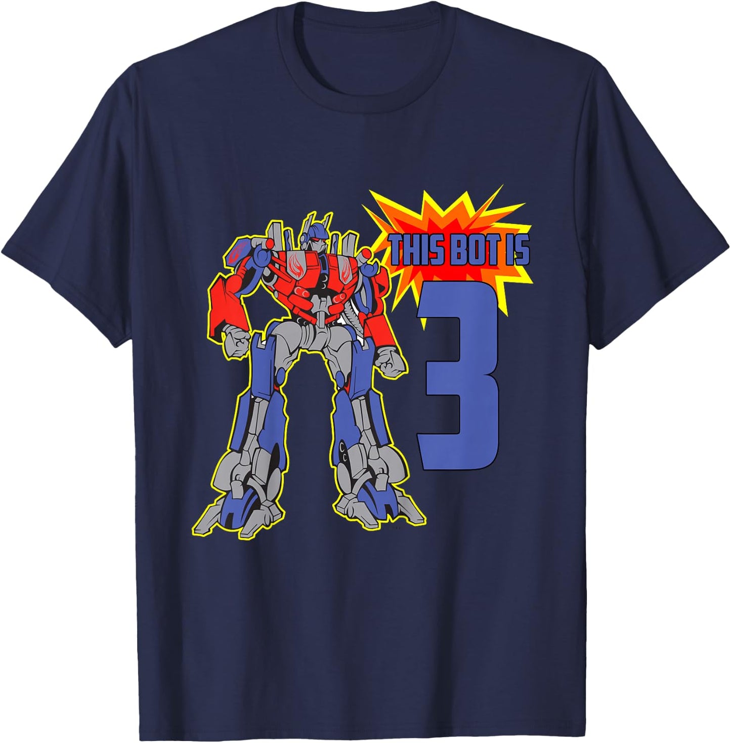 Kids 3rd Birthday Bot Robot for 3 Yr Old Boys Girls T-Shirt - T-Shirt | Navy