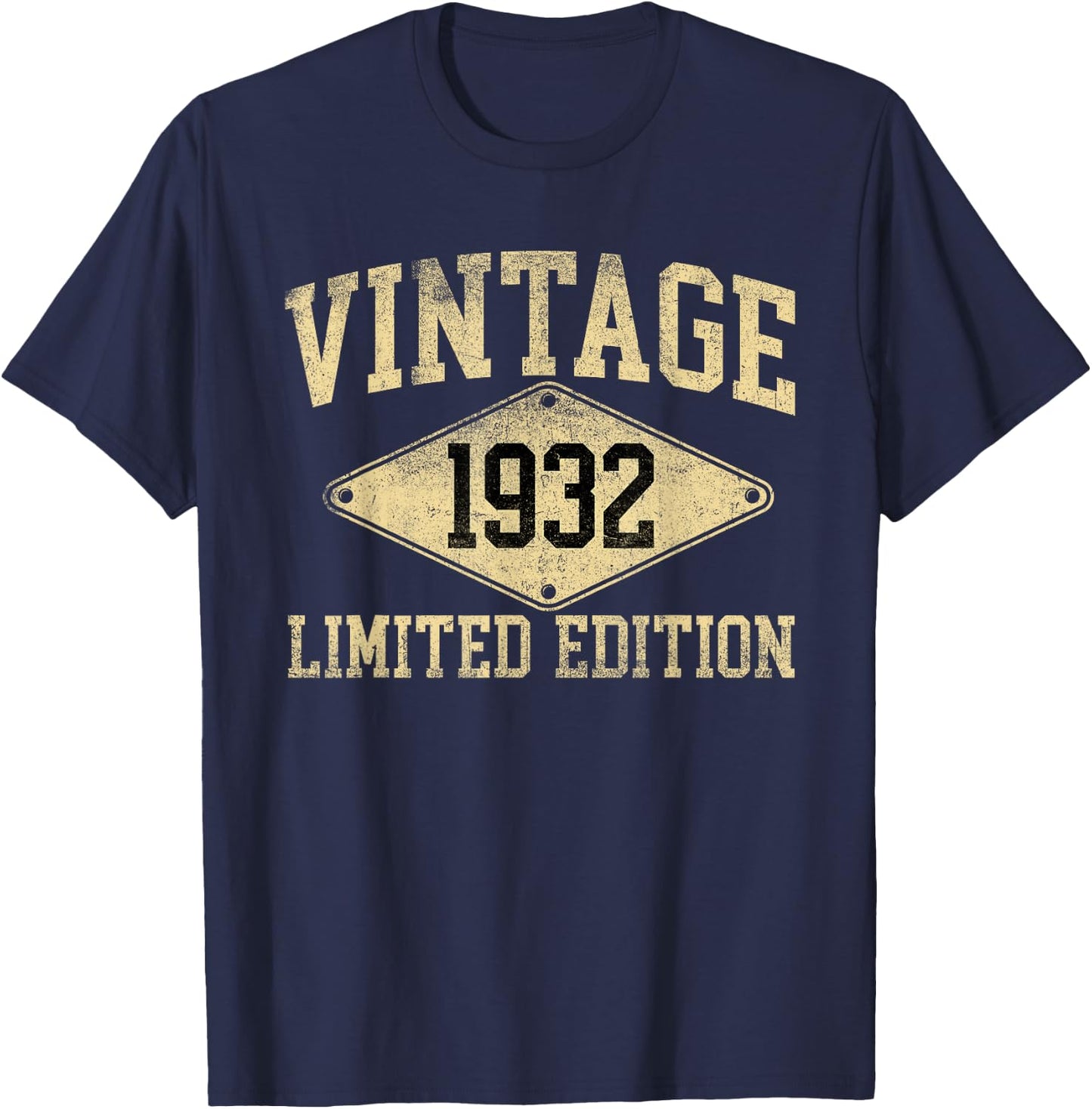 Vintage 1932 Limited Edition Year Of Birth Birthday T-Shirt - T-Shirt | Navy
