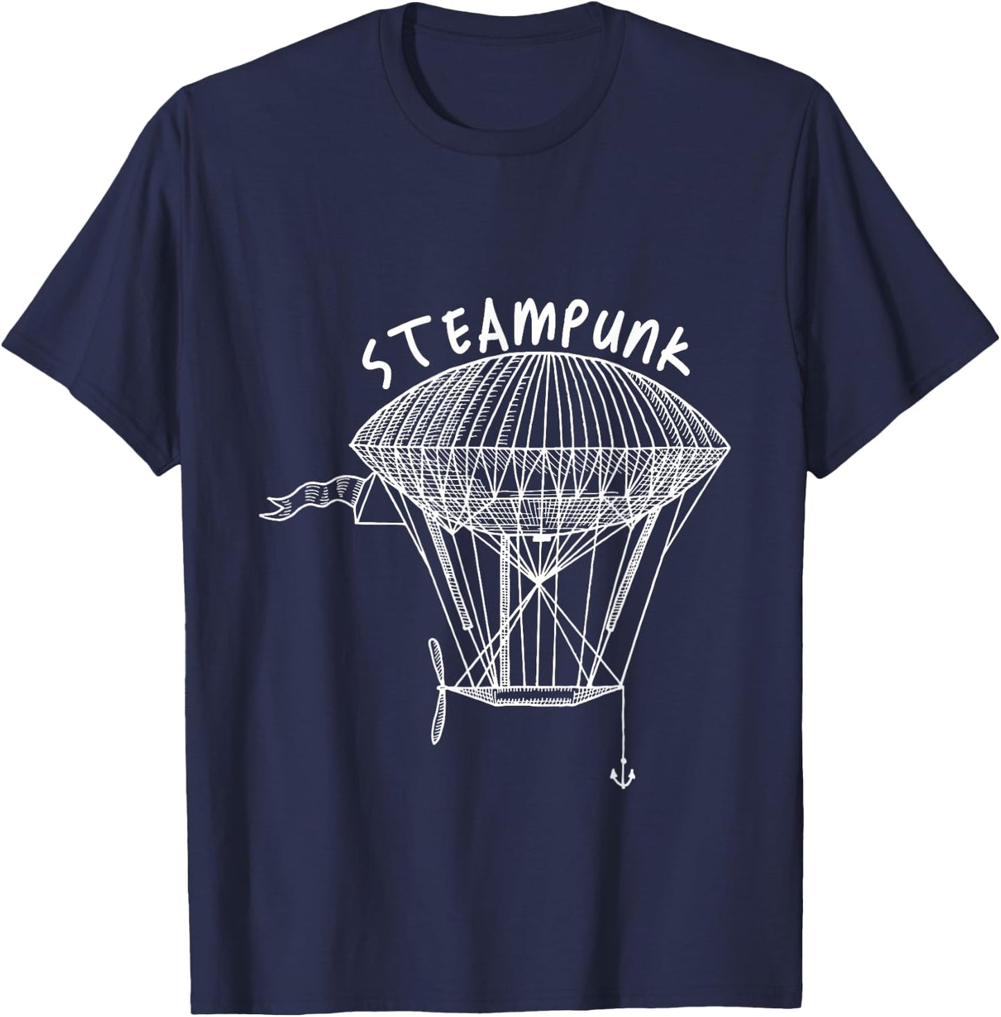Flying Ship Steampunk Mechanical Gothic Gear Fantasy T-Shirt - T-Shirt | Navy