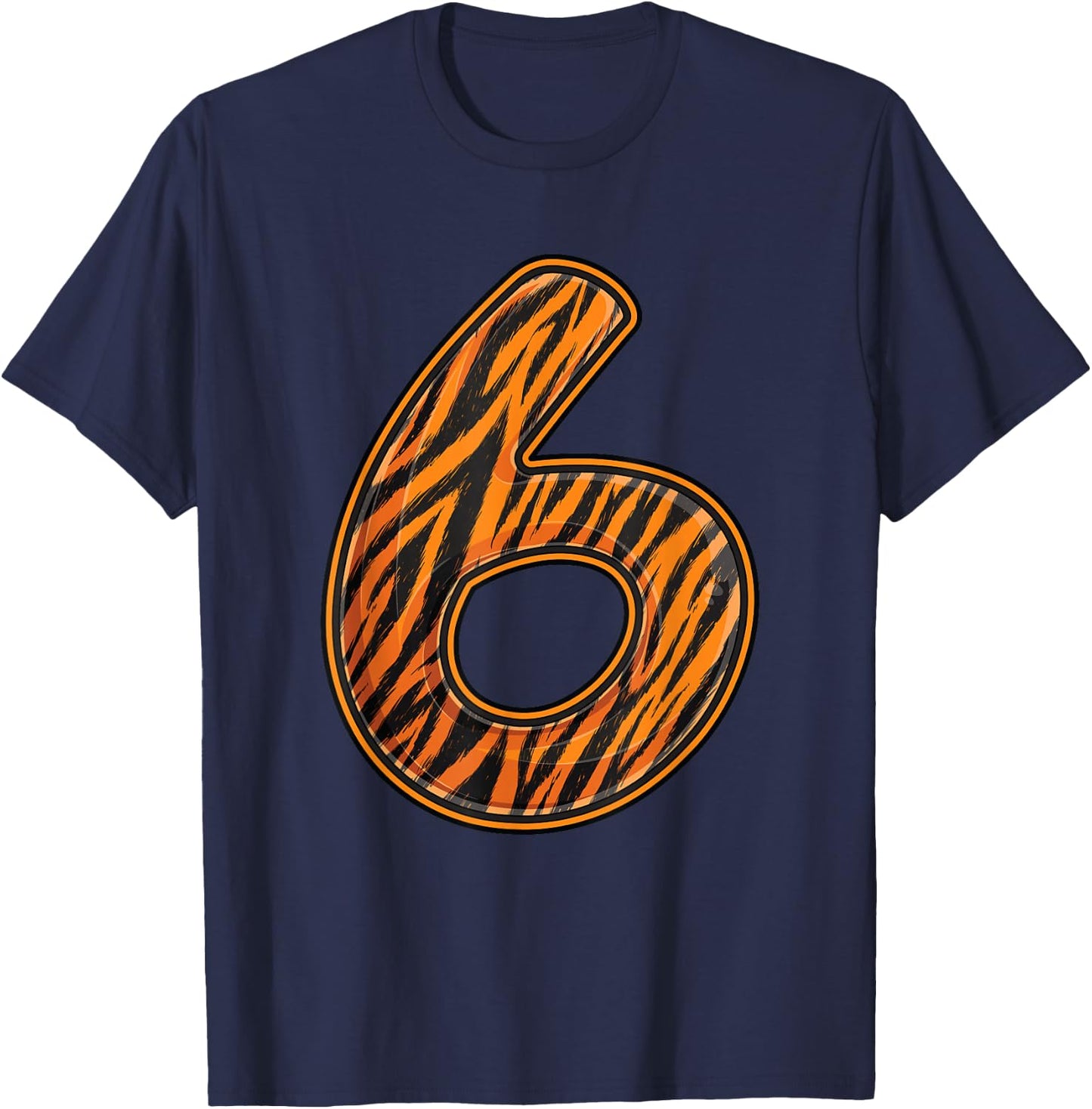 Tiger Sixth 6th Birthday Party Six 6 Years Old Wild Bday T-Shirt - T-Shirt | Navy