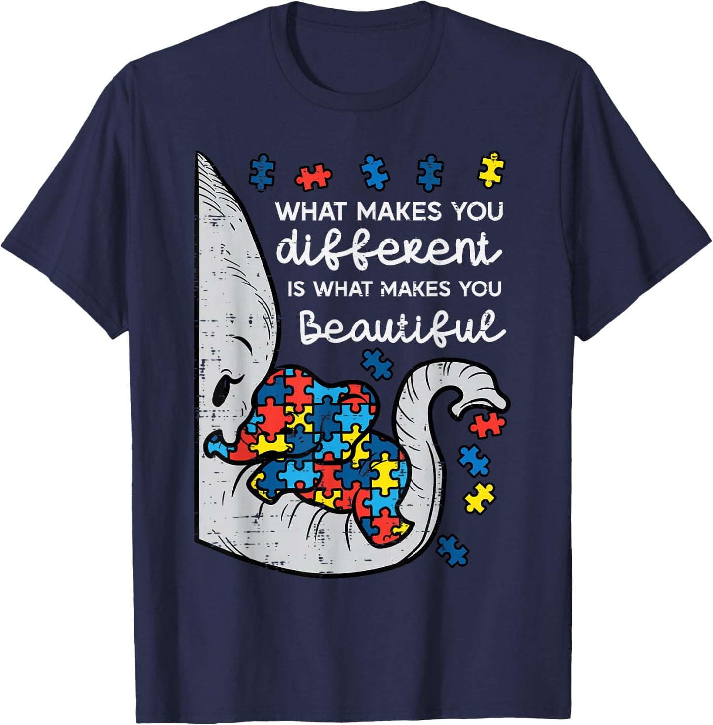 Elephant What Makes You Different Autism Awareness Women Kid T-Shirt - T-Shirt | Navy