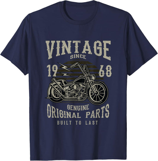 50th Birthday 1968 Vintage Retro Motorcycle Chopper T-Shirt - T-Shirt | Navy