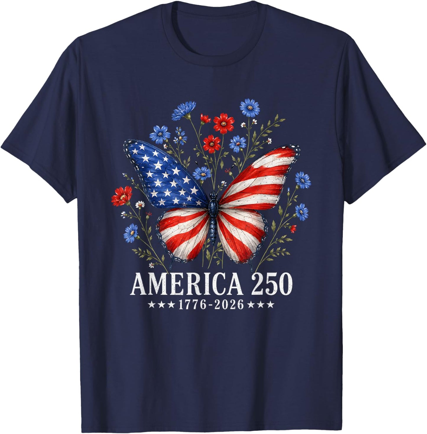 America US Flag 250 1776 2026 250th Anniversary 4th of July T-Shirt - T-Shirt | Navy