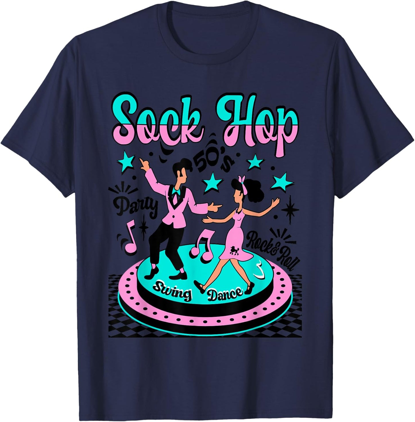 Sock Hop Grandma Party Rockabilly 50s Rock and Roll Doo Wop T-Shirt - T-Shirt | Navy