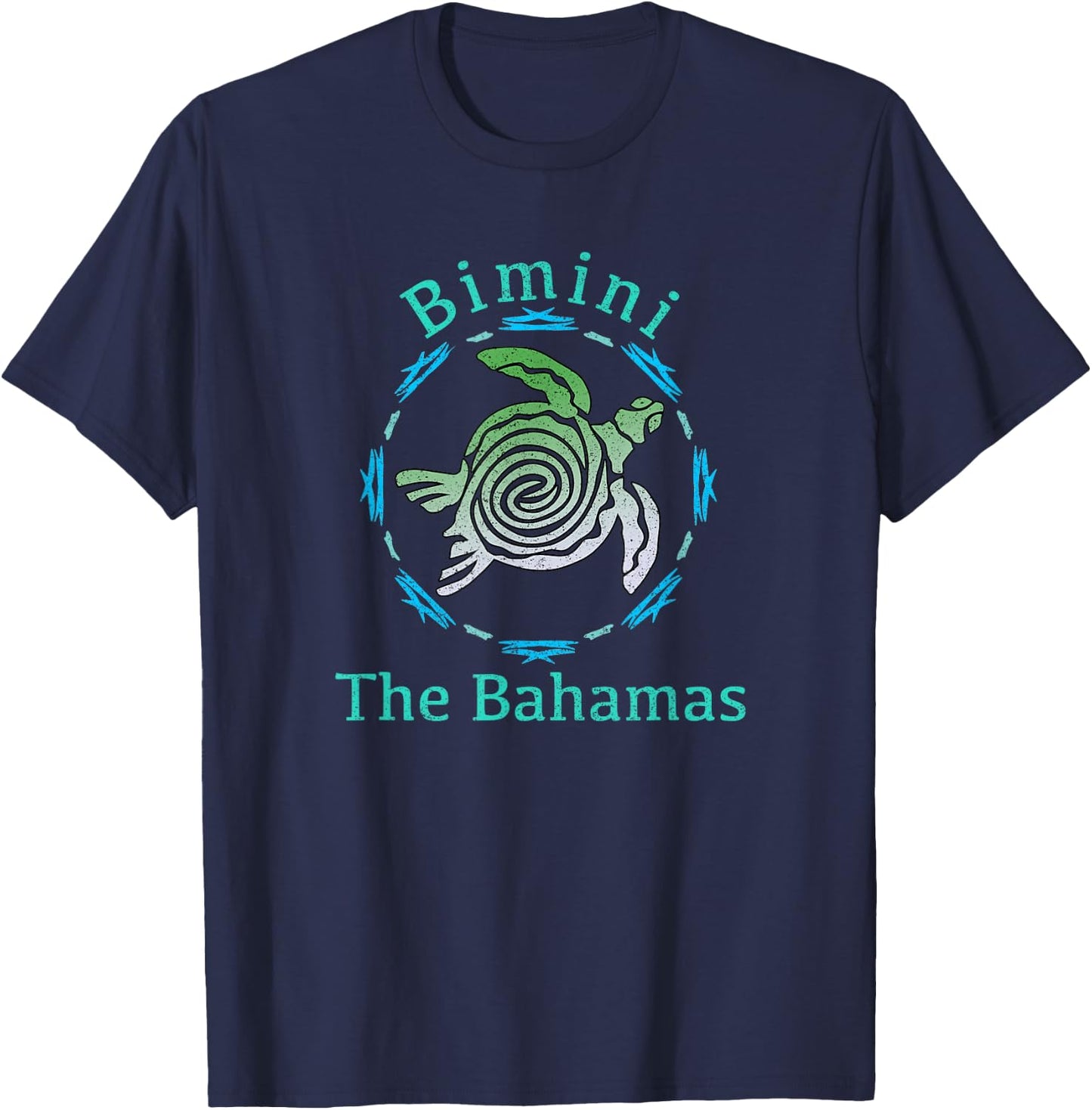 Bimini, The Bahamas Vintage Tribal Turtle Gift T-Shirt - T-Shirt | Navy