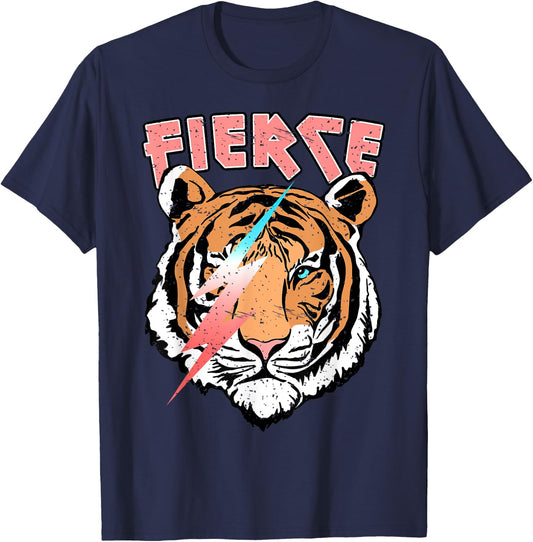 Vintage Retro Fierce Tiger Cool 80's 90's Style Lover Gift T-Shirt - T-Shirt | Navy