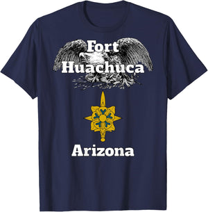 Fort Huachuca Military Intelligence Branch Design on back T-Shirt - T-Shirt | Navy