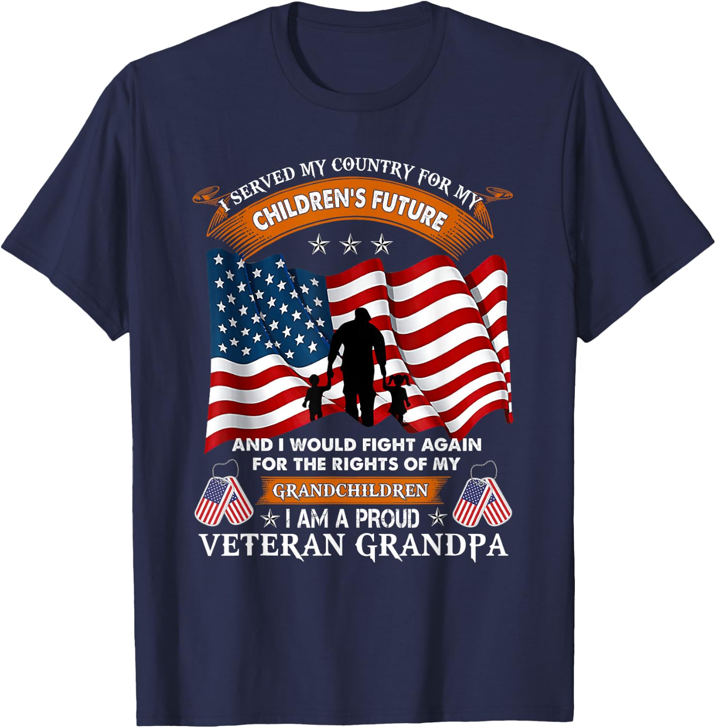 I Served My Country For My Children's Future Veteran Grandpa T-Shirt - T-Shirt | Navy