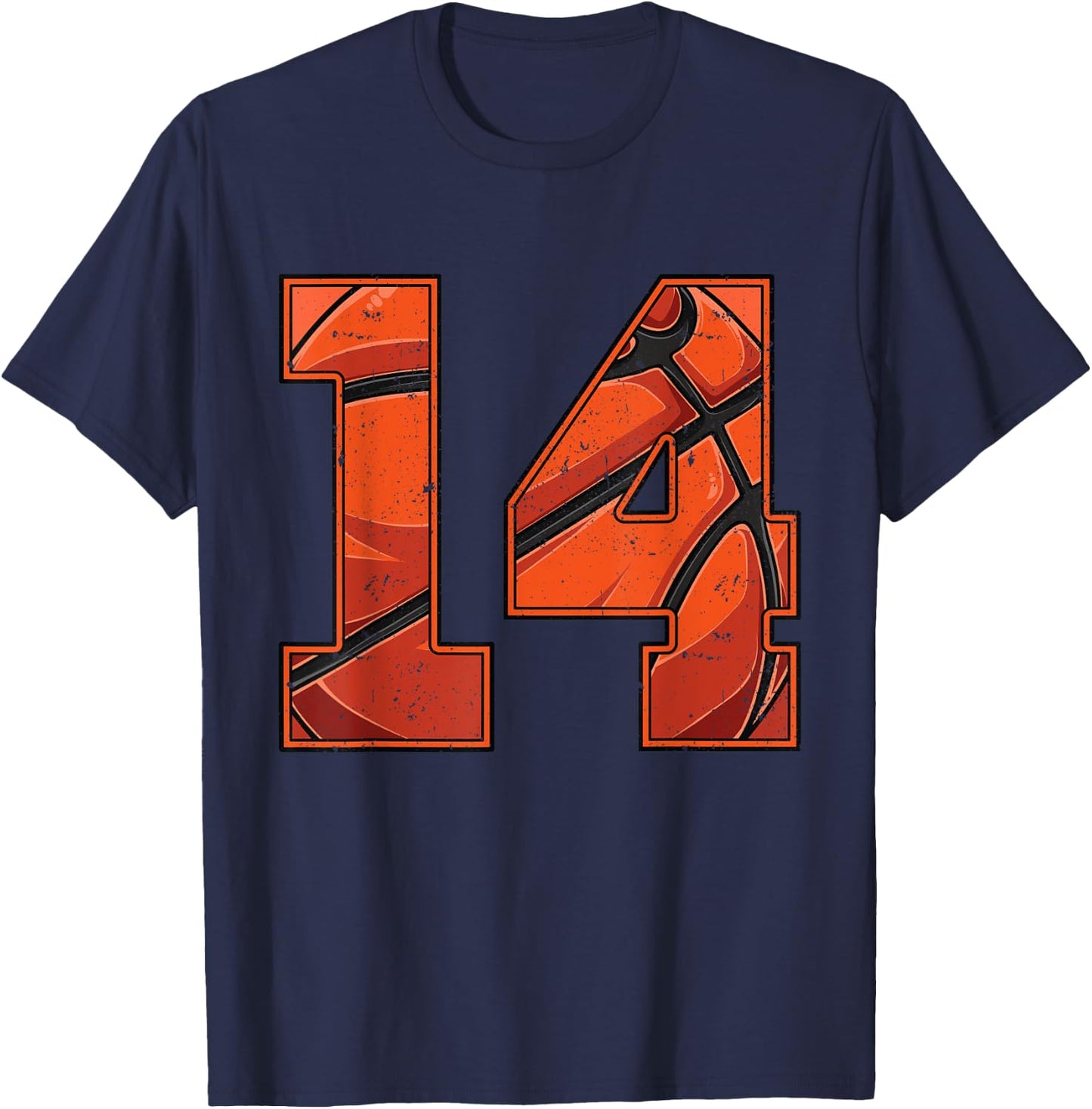 Basketball 14th Birthday Boy Girl Fourteen 14 Years Old Bday T-Shirt - T-Shirt | Navy