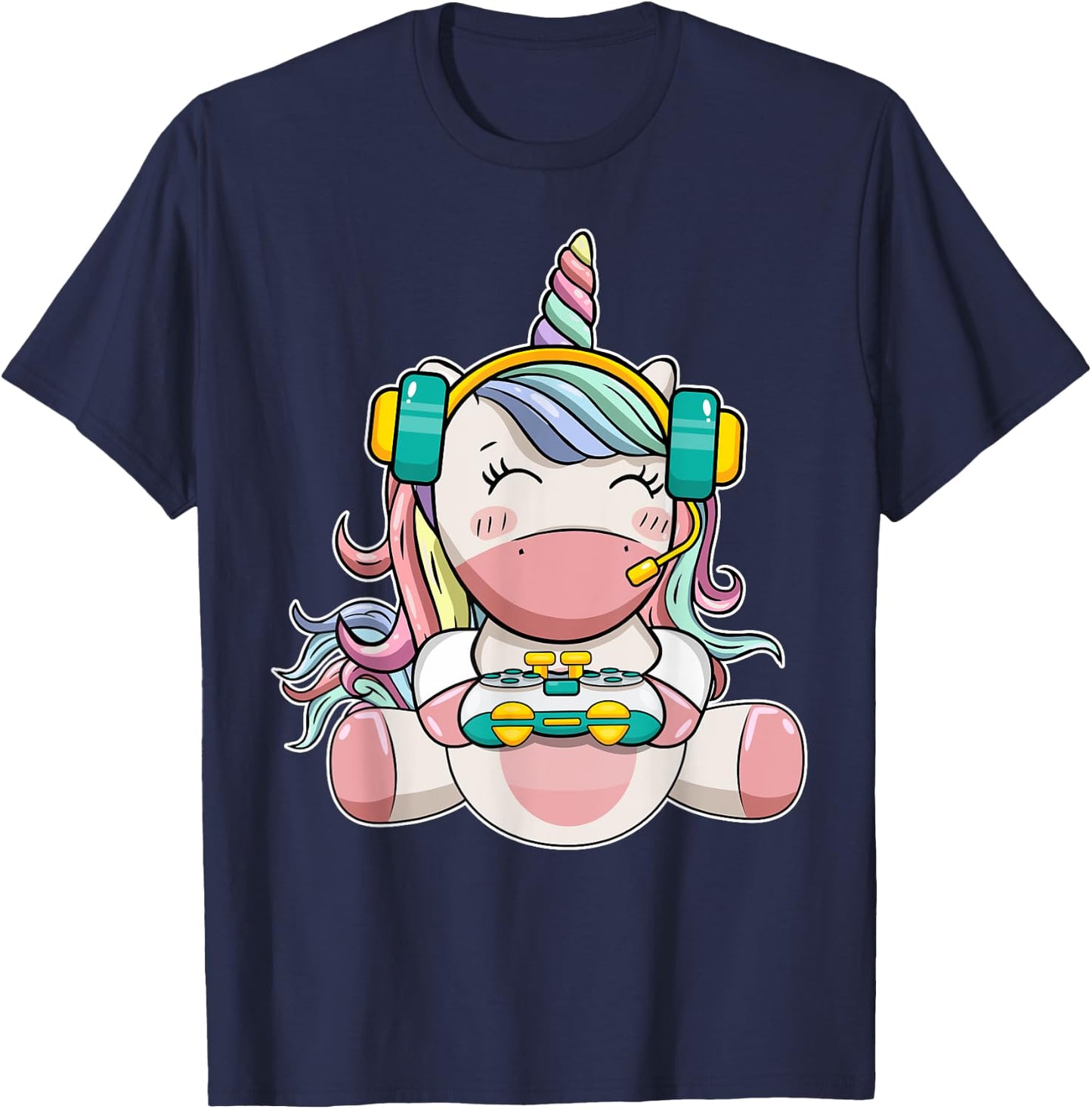 Gamer Girl Unicorn Gaming Cute Video Game Women Girls Teen T-Shirt - T-Shirt | Navy