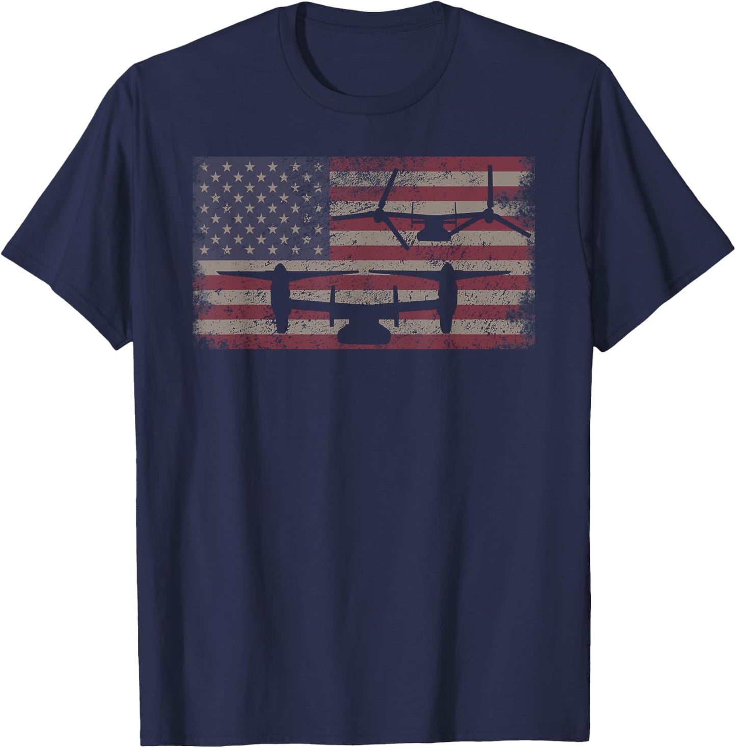 USA Flag Planes by Maljonic V-22 Osprey VTOL Plane American Flag , -Adults, Black, Small, Short Sleeve T-Shirt - T-Shirt | Navy