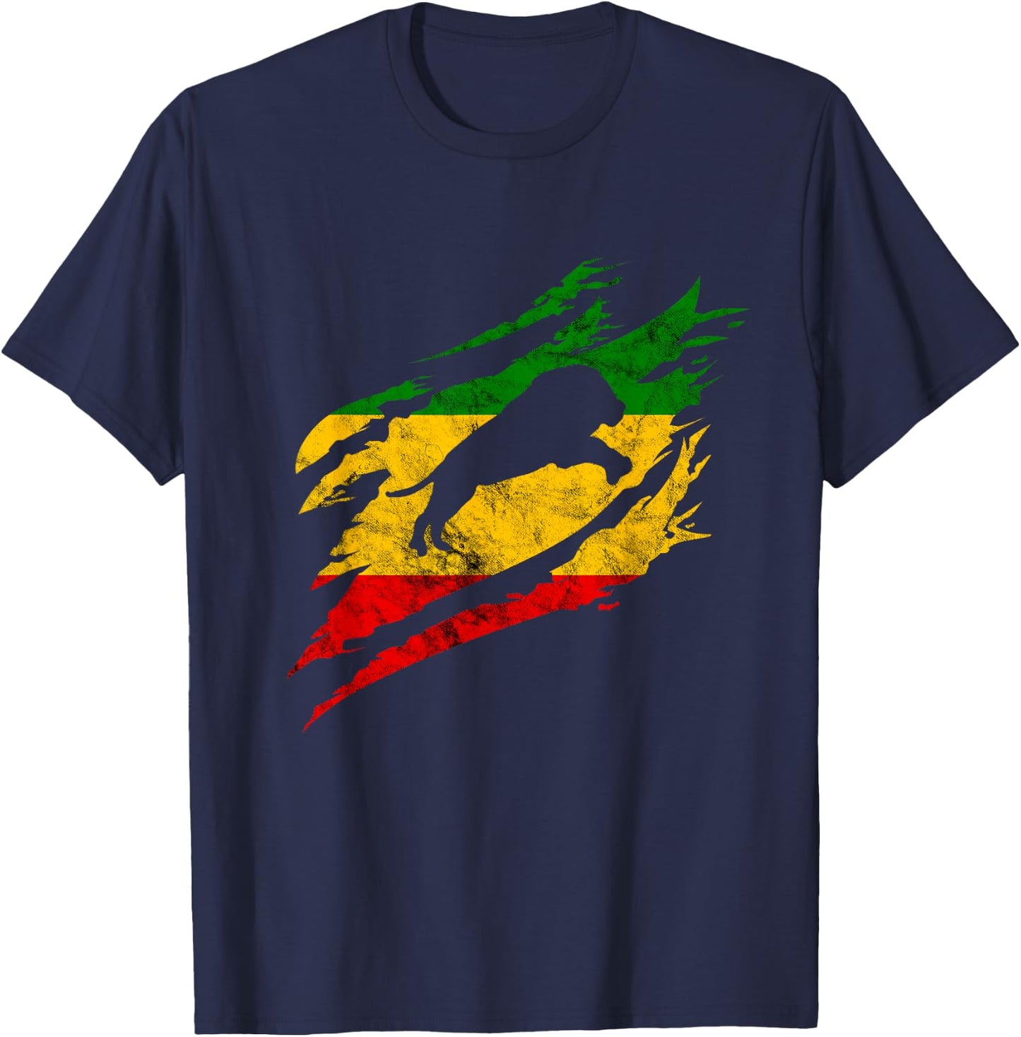 Rasta Reggae Claw Lion Rastafari Roots Reggaeton T-Shirt - T-Shirt | Navy