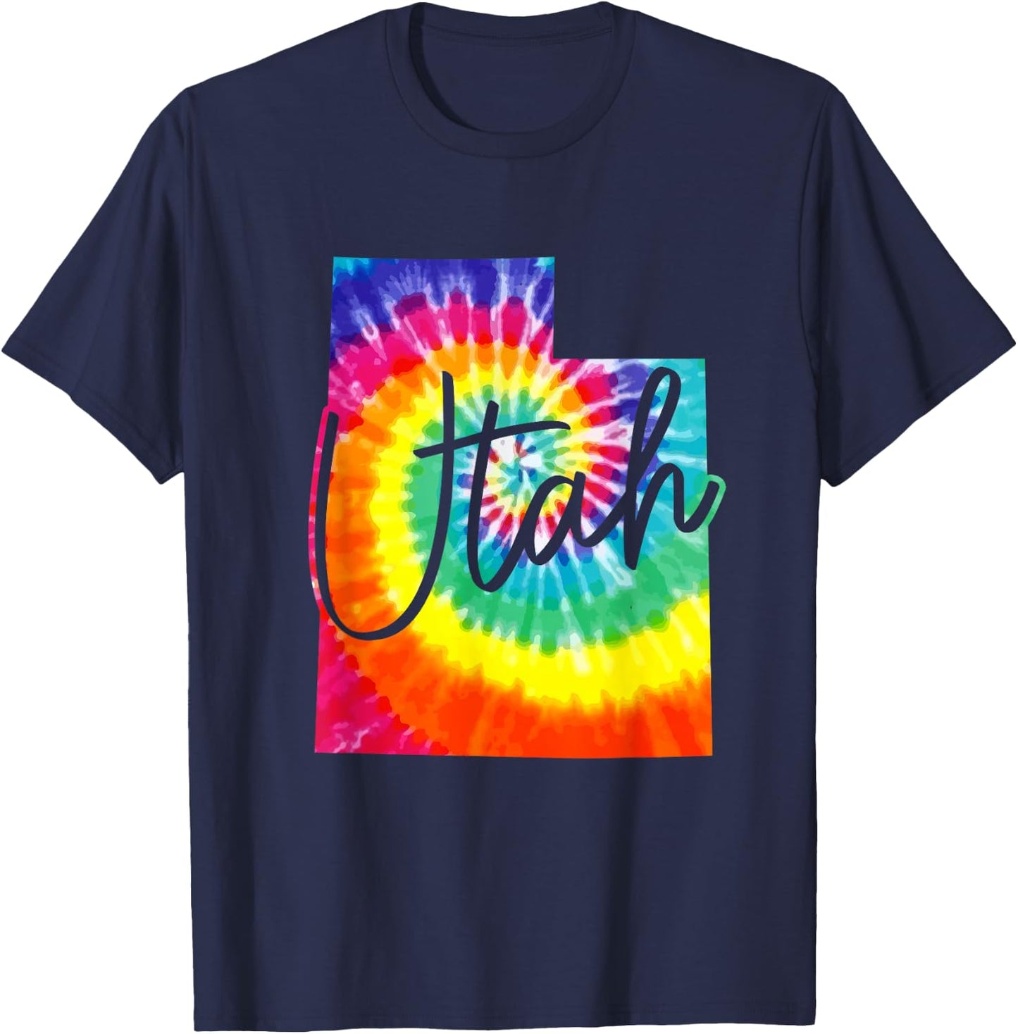 Utah Tie Dye State Map Pride Hippie Vintage Retro T-Shirt - T-Shirt | Navy