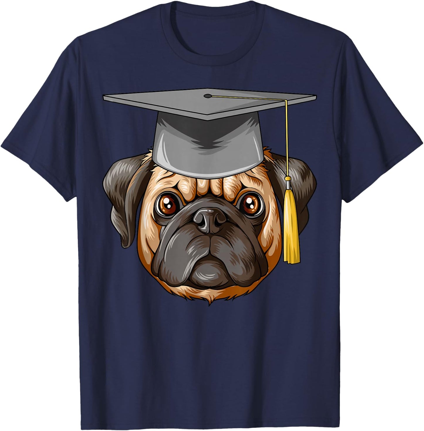 Pug Diploma Hat Pug T-Shirt - T-Shirt | Navy