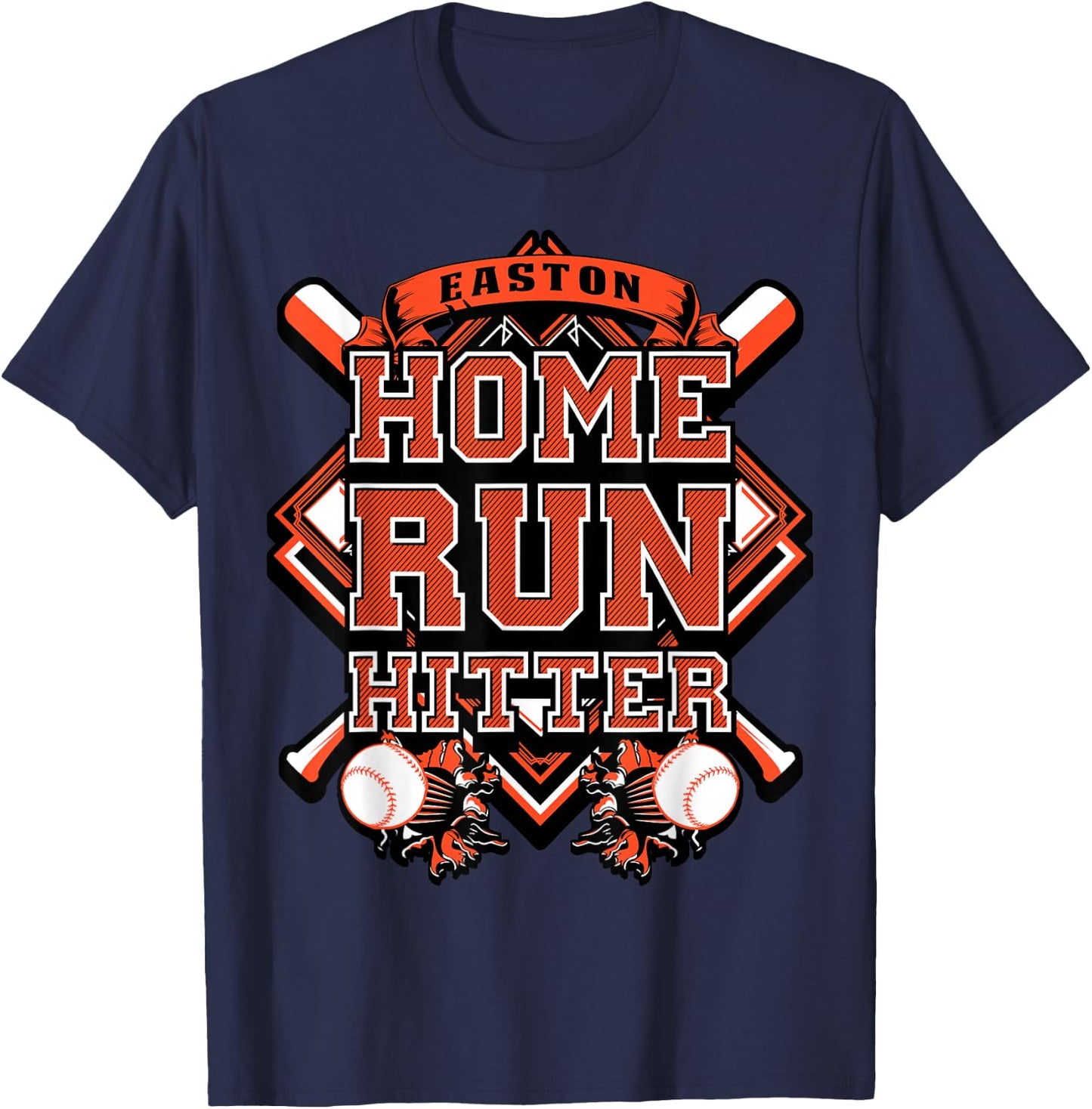 Baseball Shirt Custom Name Easton Youth Birthday Boy Gift T-Shirt - T-Shirt | Navy