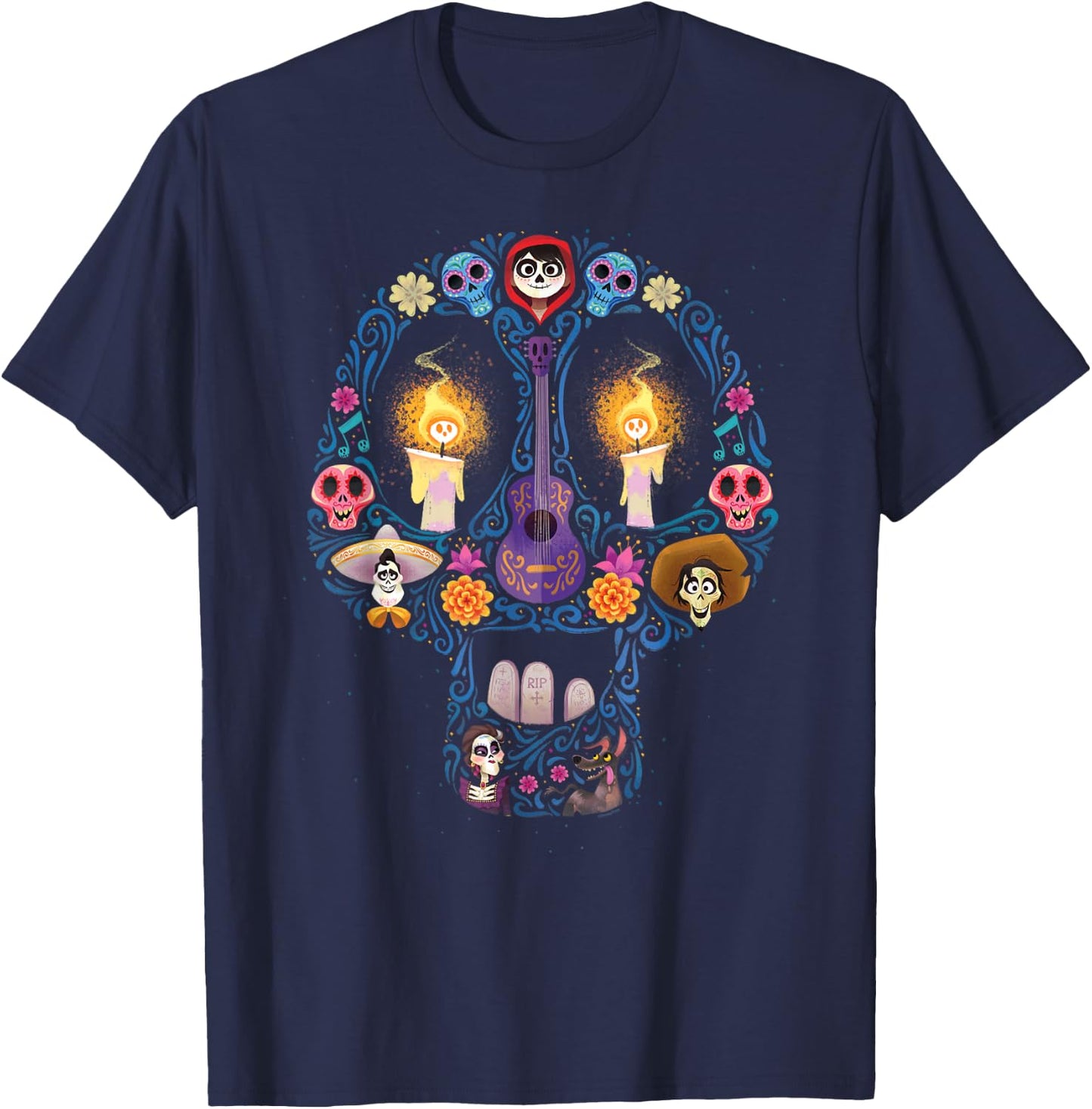 Disney Pixar Coco Land of The Dead Silhouette T-Shirt - T-Shirt | Navy