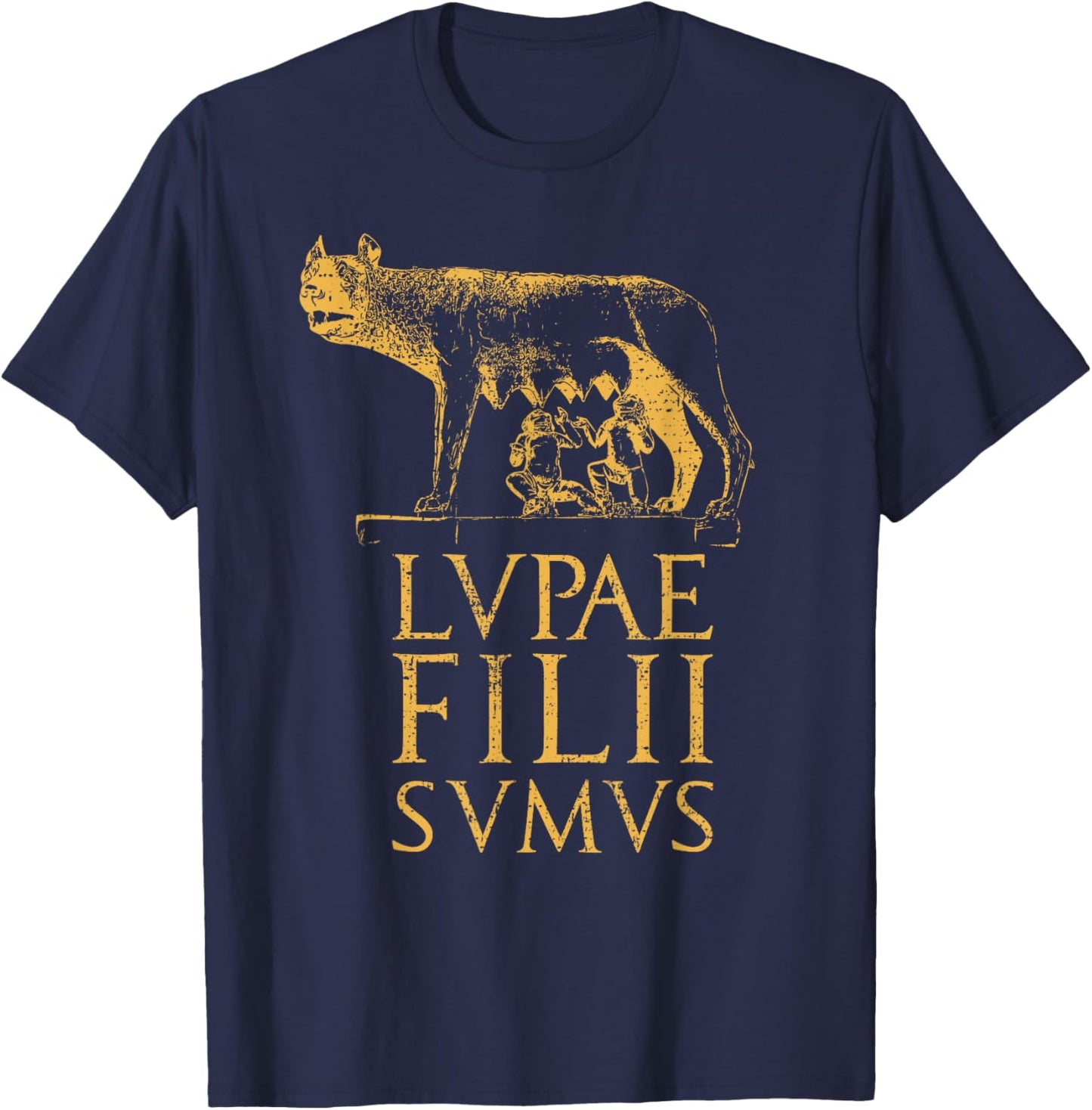 Roman Wolf Ancient Rome Roman Empire Quote T-Shirt - T-Shirt | Navy