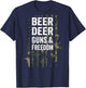 Beer Deer Guns & Freedom - Funny Buck Hunting CAMO - ON BACK Men T-Shirt - T-Shirt | Navy