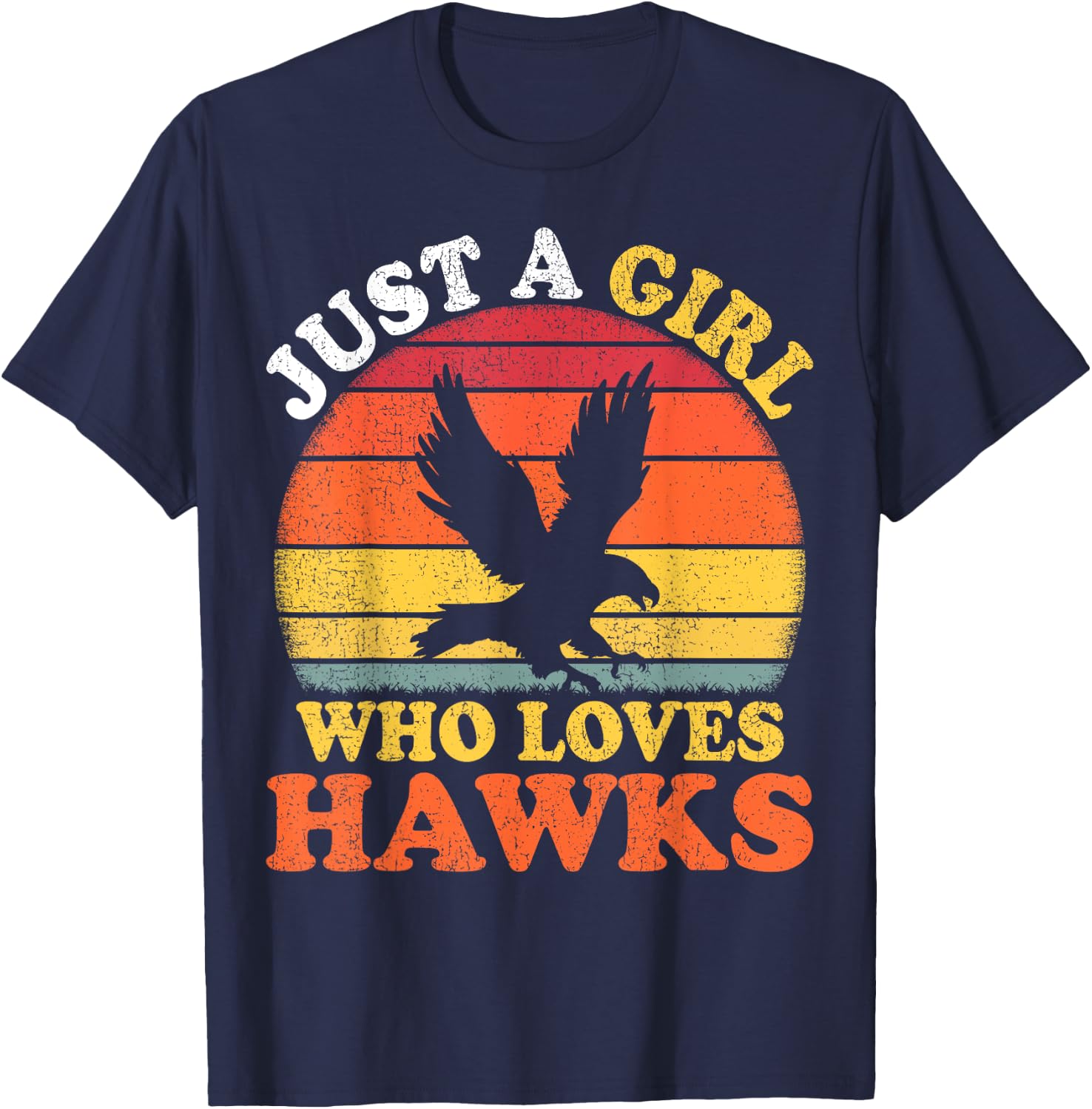 Hawk Bird Vintage Just A Girl Who Loves Hawks T-Shirt - T-Shirt | Navy