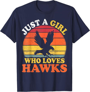 Hawk Bird Vintage Just A Girl Who Loves Hawks T-Shirt - T-Shirt | Navy