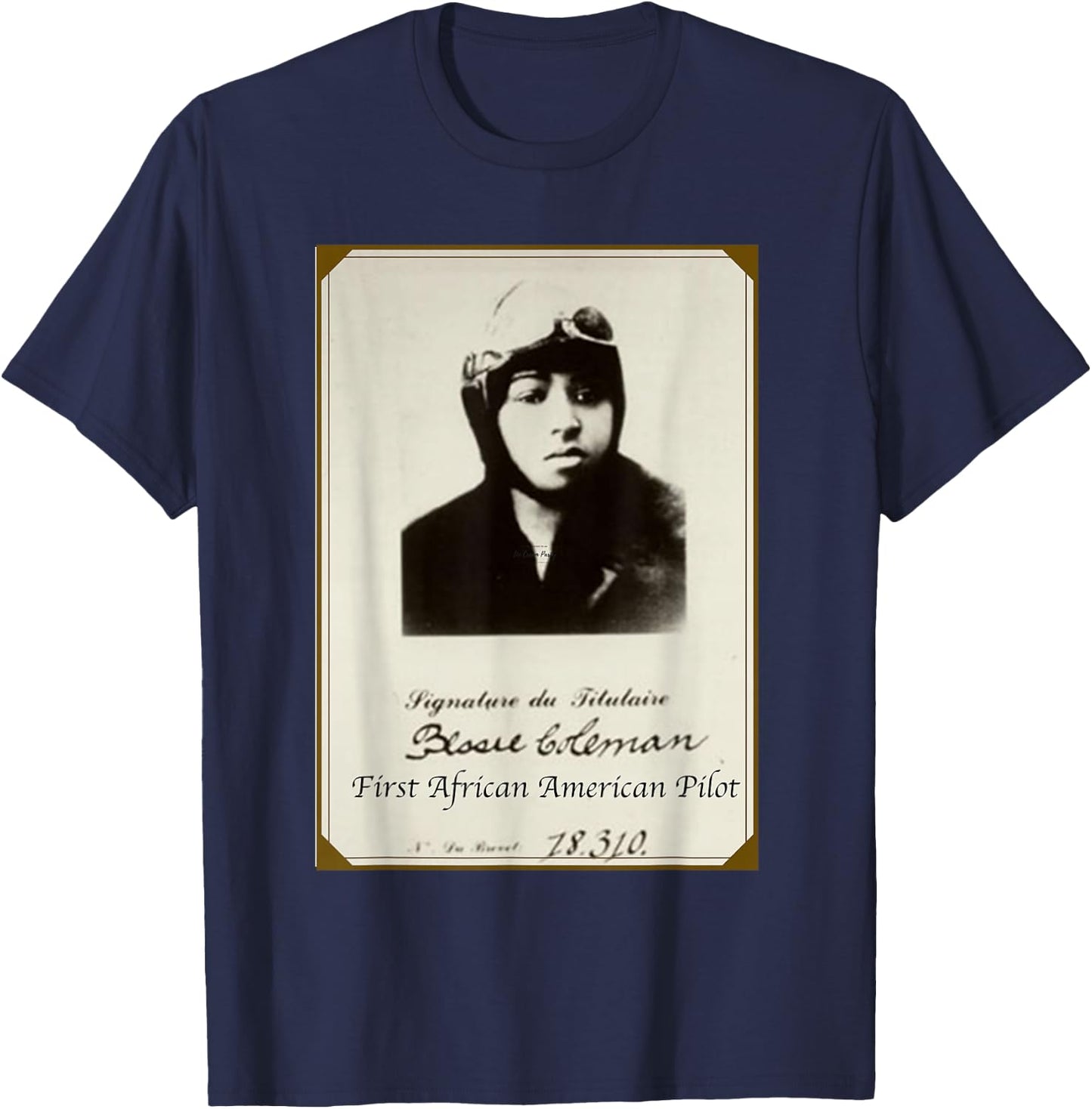 Bessie Coleman First African American Black Woman Pilot T-Shirt - T-Shirt | Navy