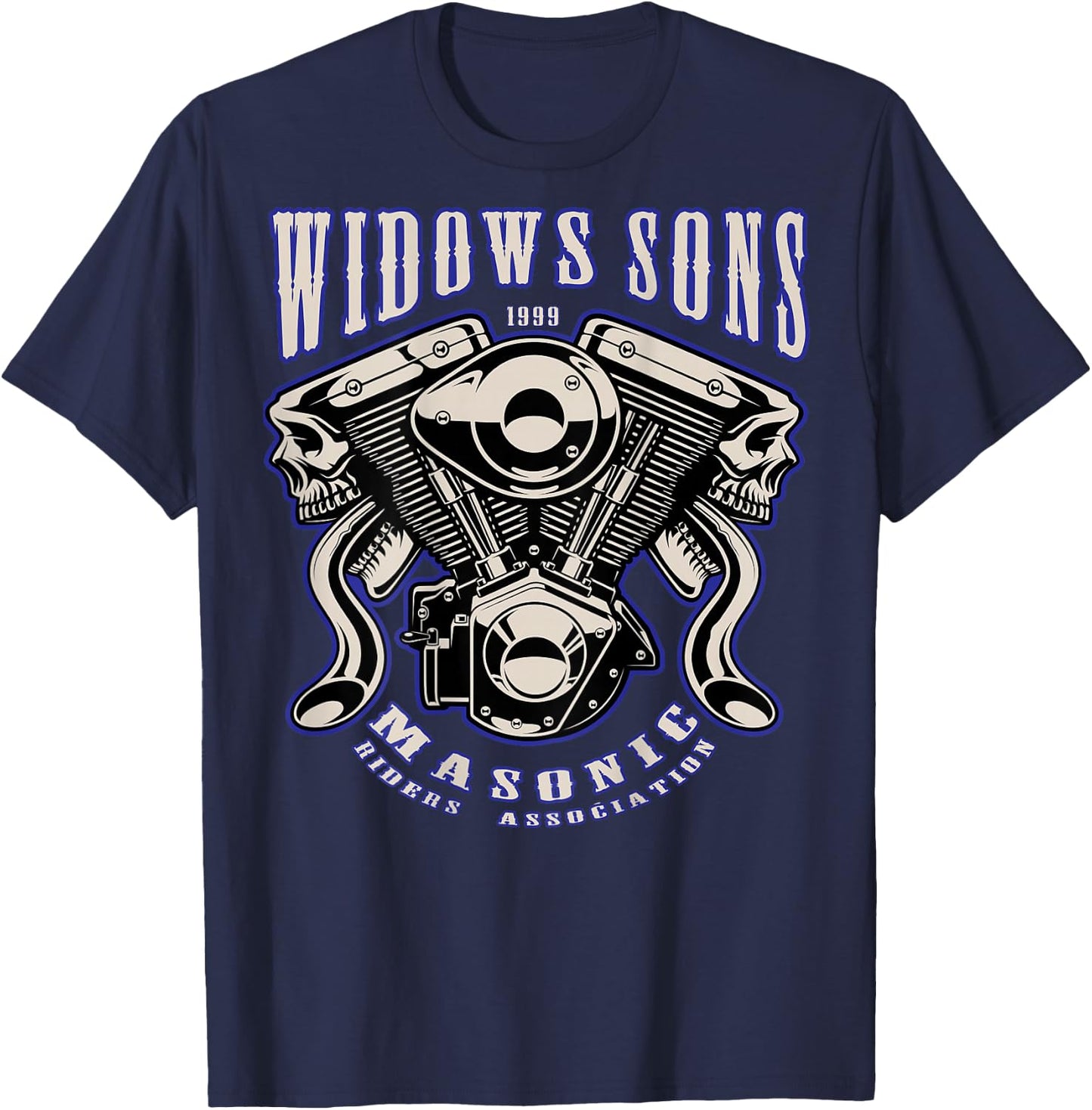 Masonic Merch Widows Sons V-Twin T-Shirt - T-Shirt | Navy