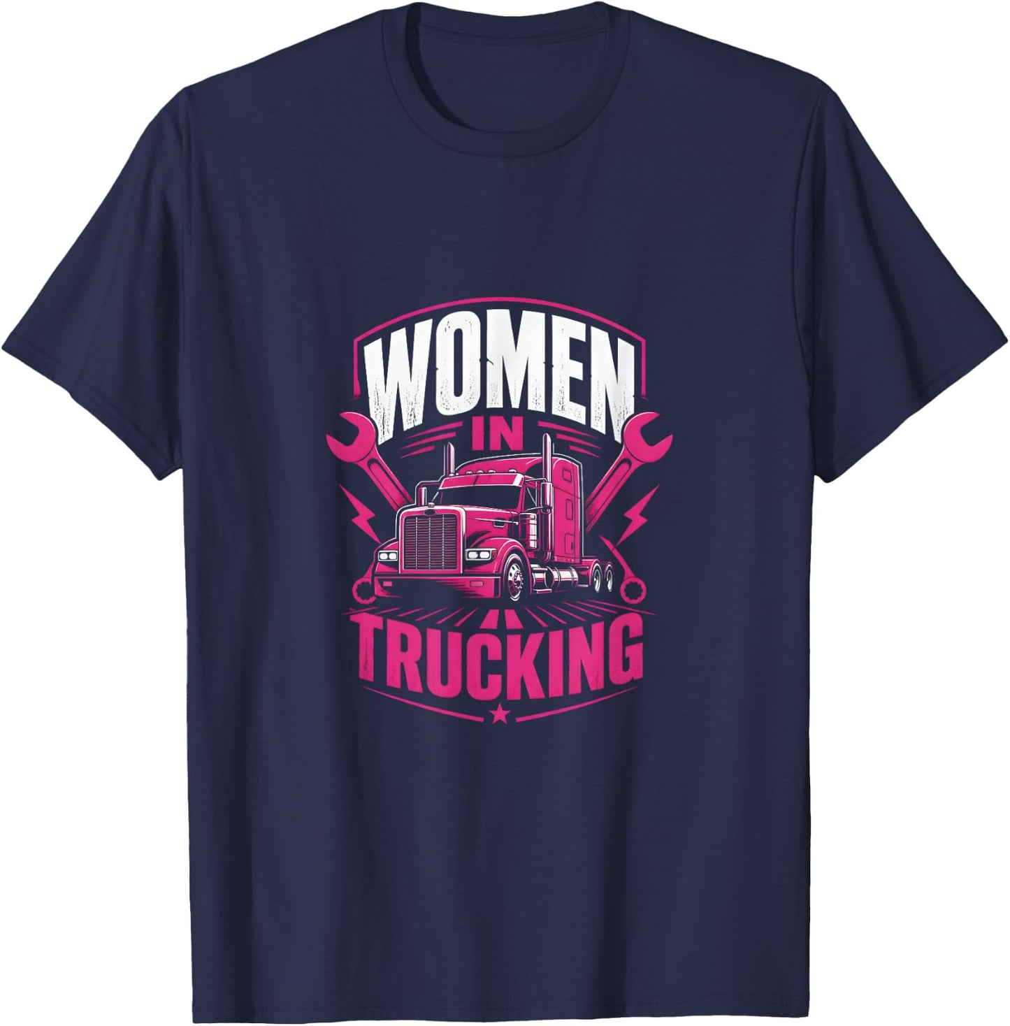 Women in Trucking Lady Trucker Semi Driver T-Shirt - T-Shirt | Navy