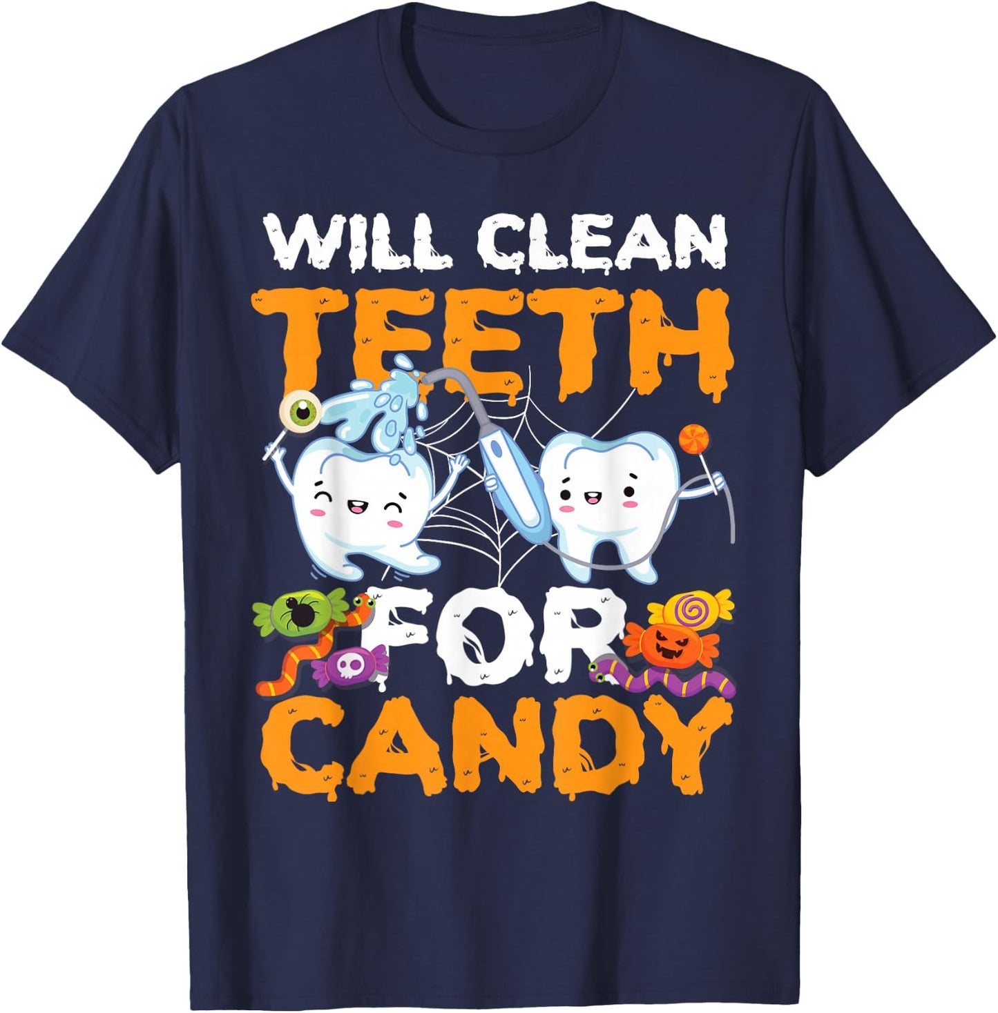 Dentist Dental Assistant Hygienist Halloween Tooth T-Shirt - T-Shirt | Navy