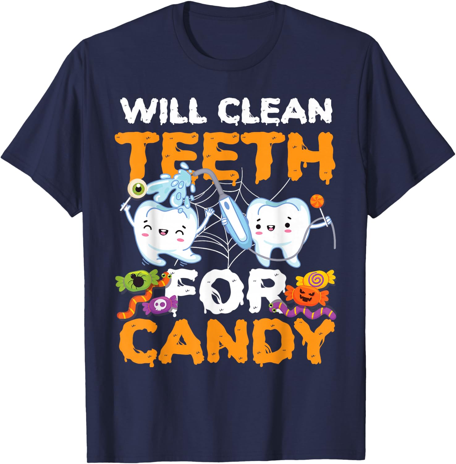 Dentist Dental Assistant Hygienist Halloween Tooth T-Shirt - T-Shirt | Navy