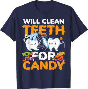 Dentist Dental Assistant Hygienist Halloween Tooth T-Shirt - T-Shirt | Navy