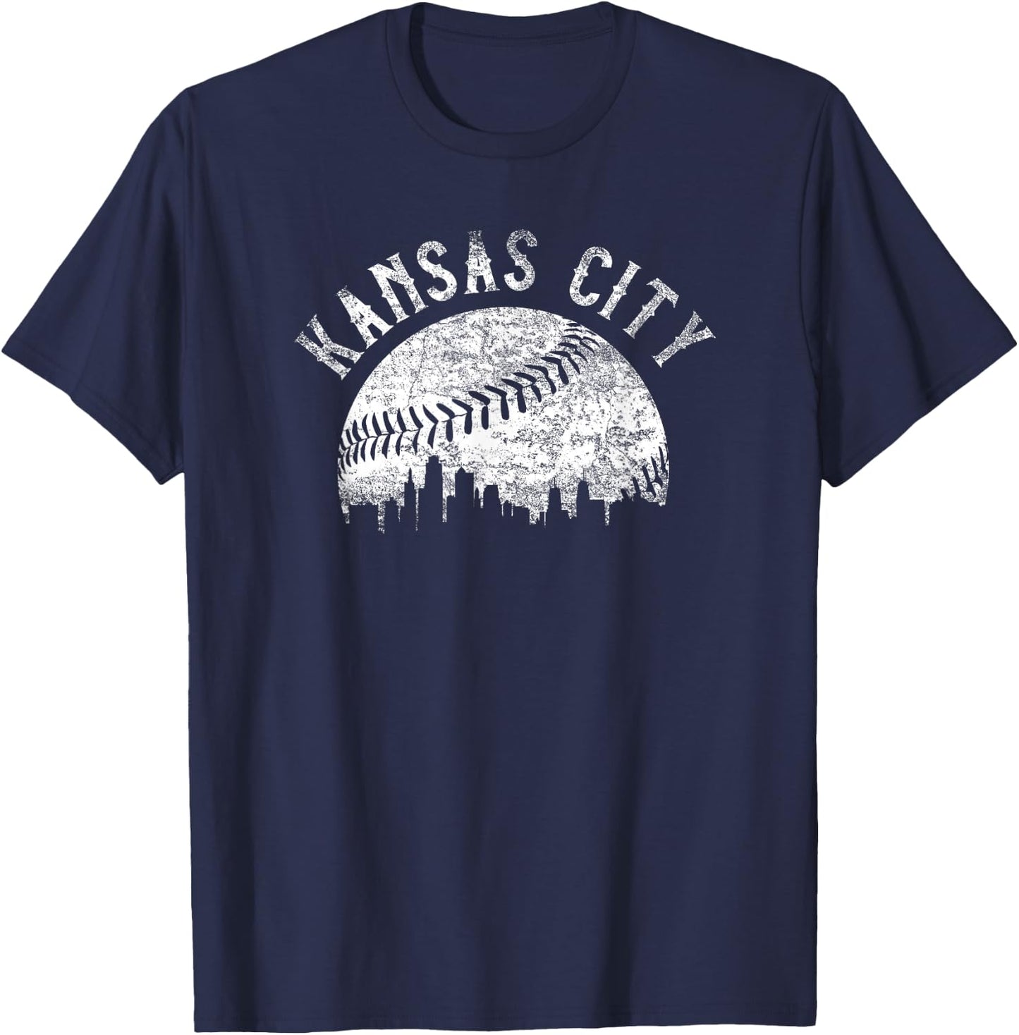 Vintage Kansas City Missouri Skyline Apparel T-Shirt - T-Shirt | Navy