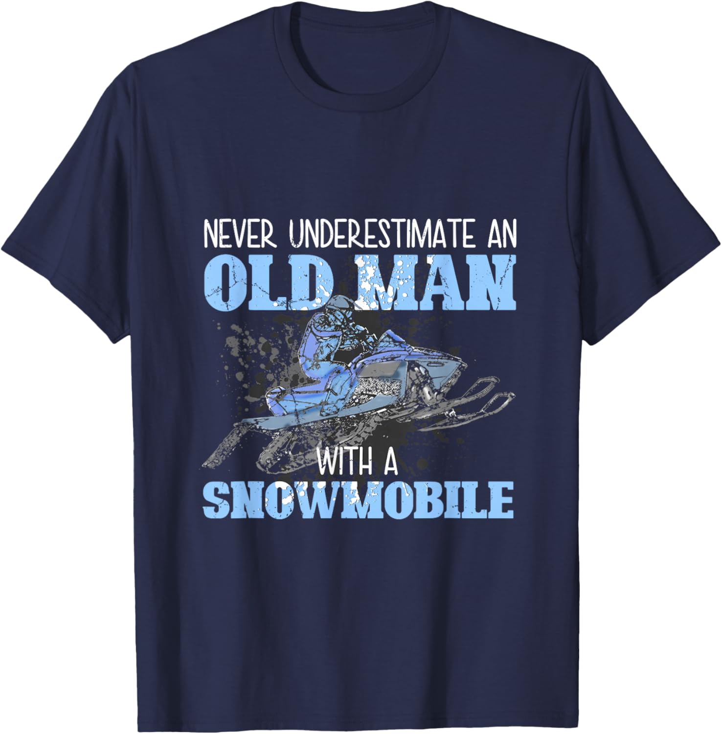 Snowmobile Gear Old Man Beard Snowmobile Helmet Snowmobiles T-Shirt - T-Shirt | Navy